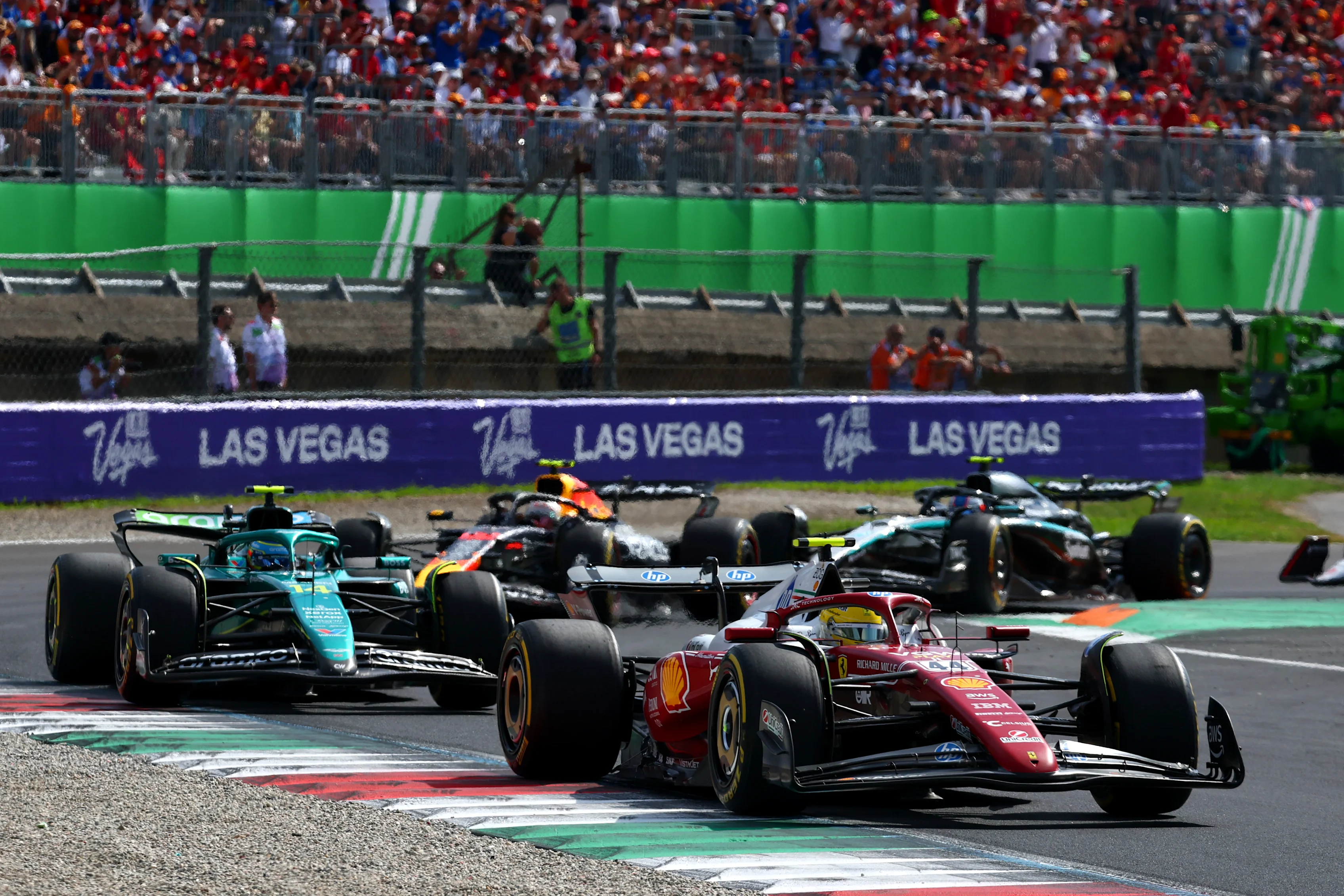 MONZA, ITALY - SEPTEMBER 07: Lewis Hamilton of Great Britain driving the (44) Scuderia Ferrari