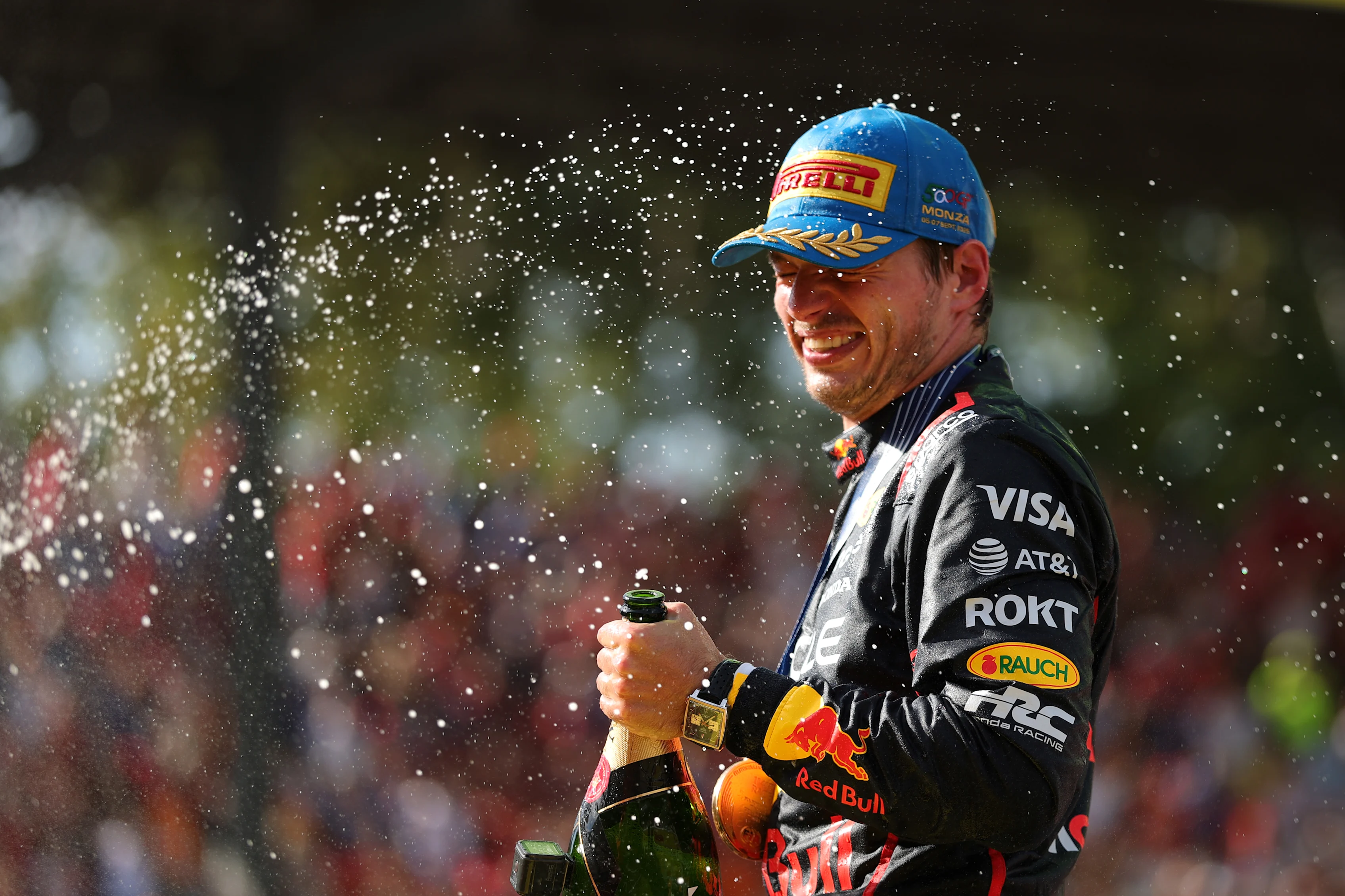 MONZA, ITALY - SEPTEMBER 07: Race winner Max Verstappen of the Netherlands and Oracle Red Bull