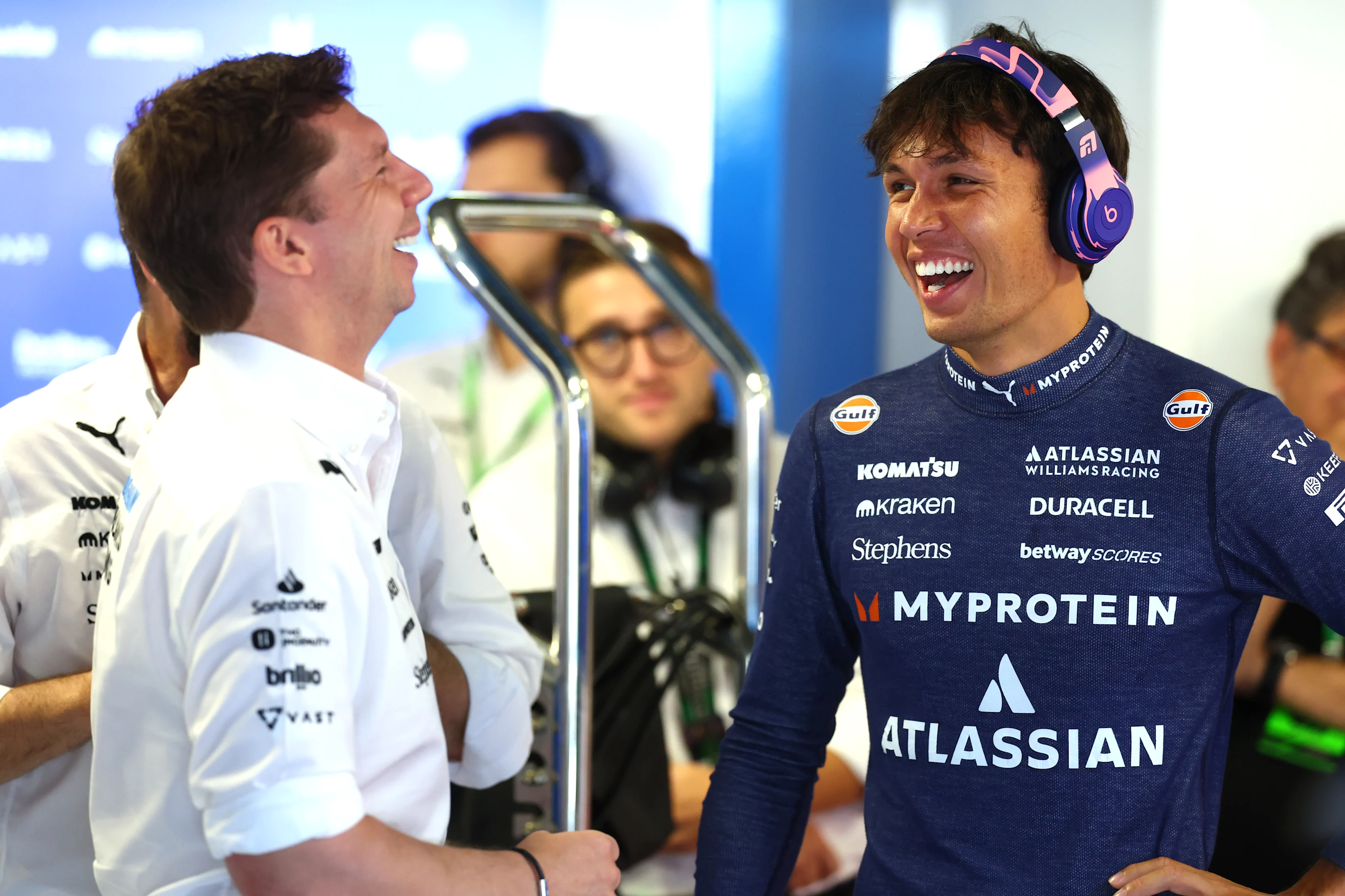 MONZA, ITALY - SEPTEMBER 06: James Vowles, Team Principal of Williams and Alexander Albon of