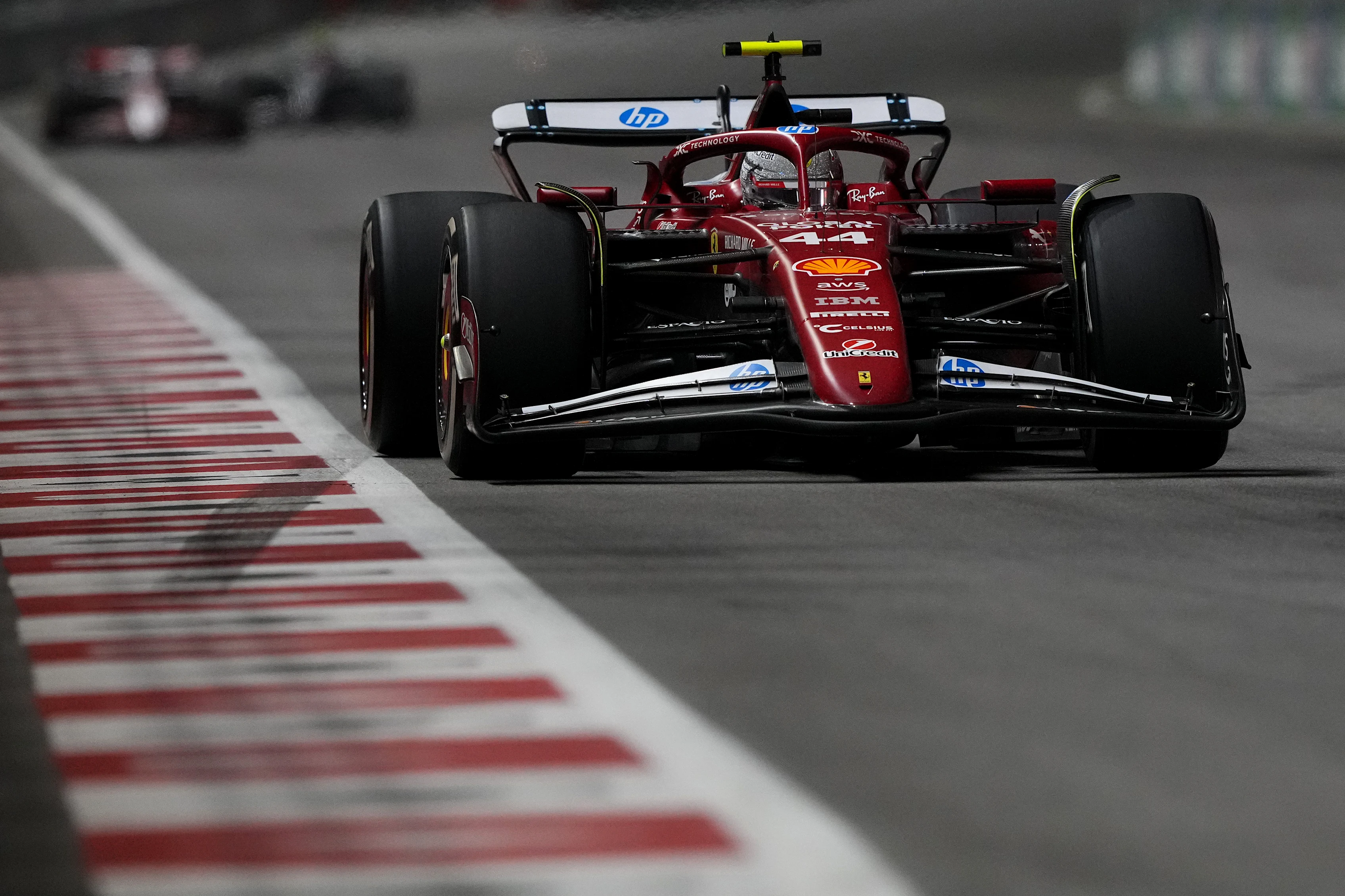 LAS VEGAS, NEVADA - NOVEMBER 22: Lewis Hamilton of Great Britain driving the (44) Scuderia Ferrari