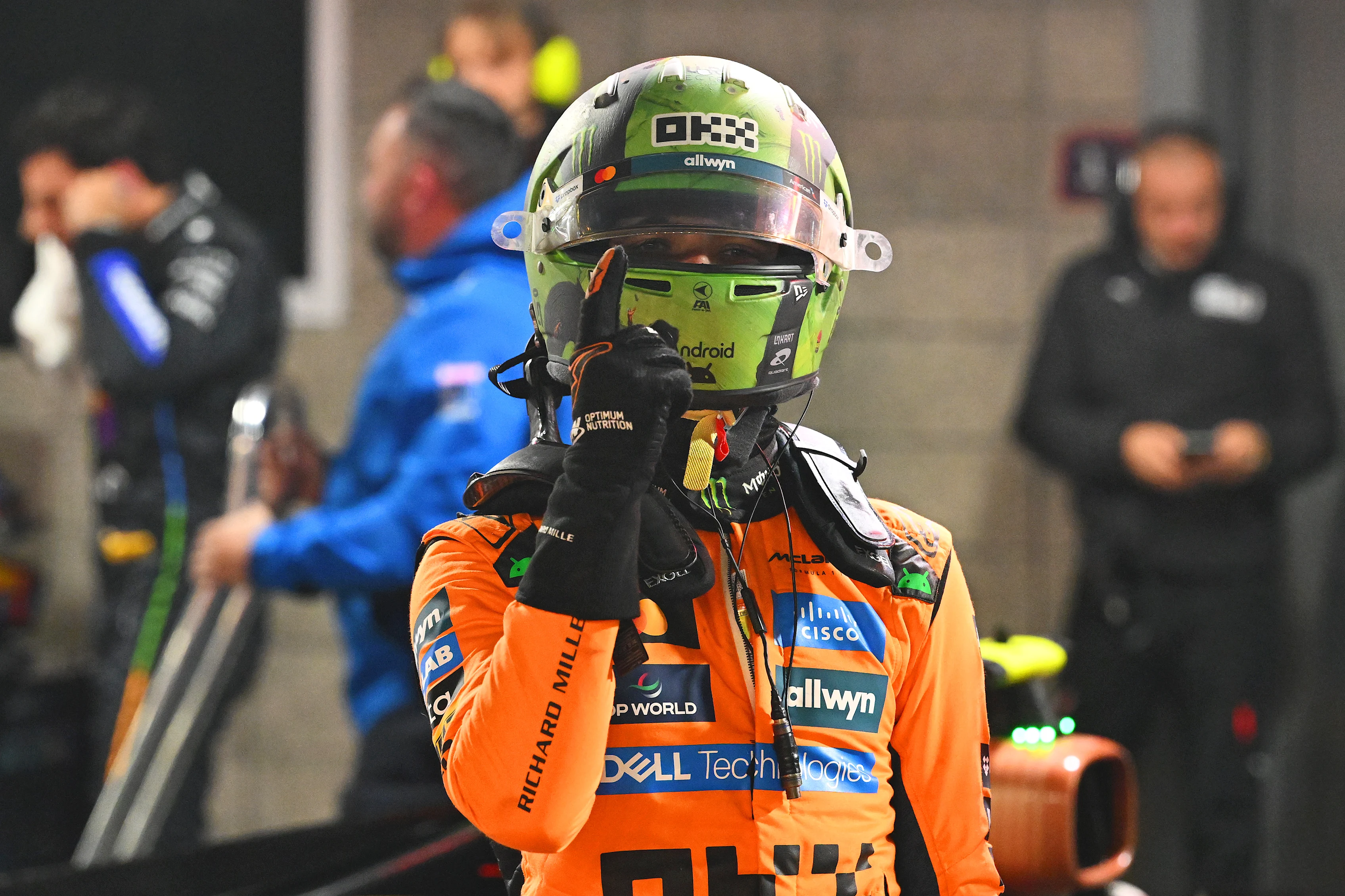 LAS VEGAS, NEVADA - NOVEMBER 21: Pole position qualifier Lando Norris of Great Britain and McLaren