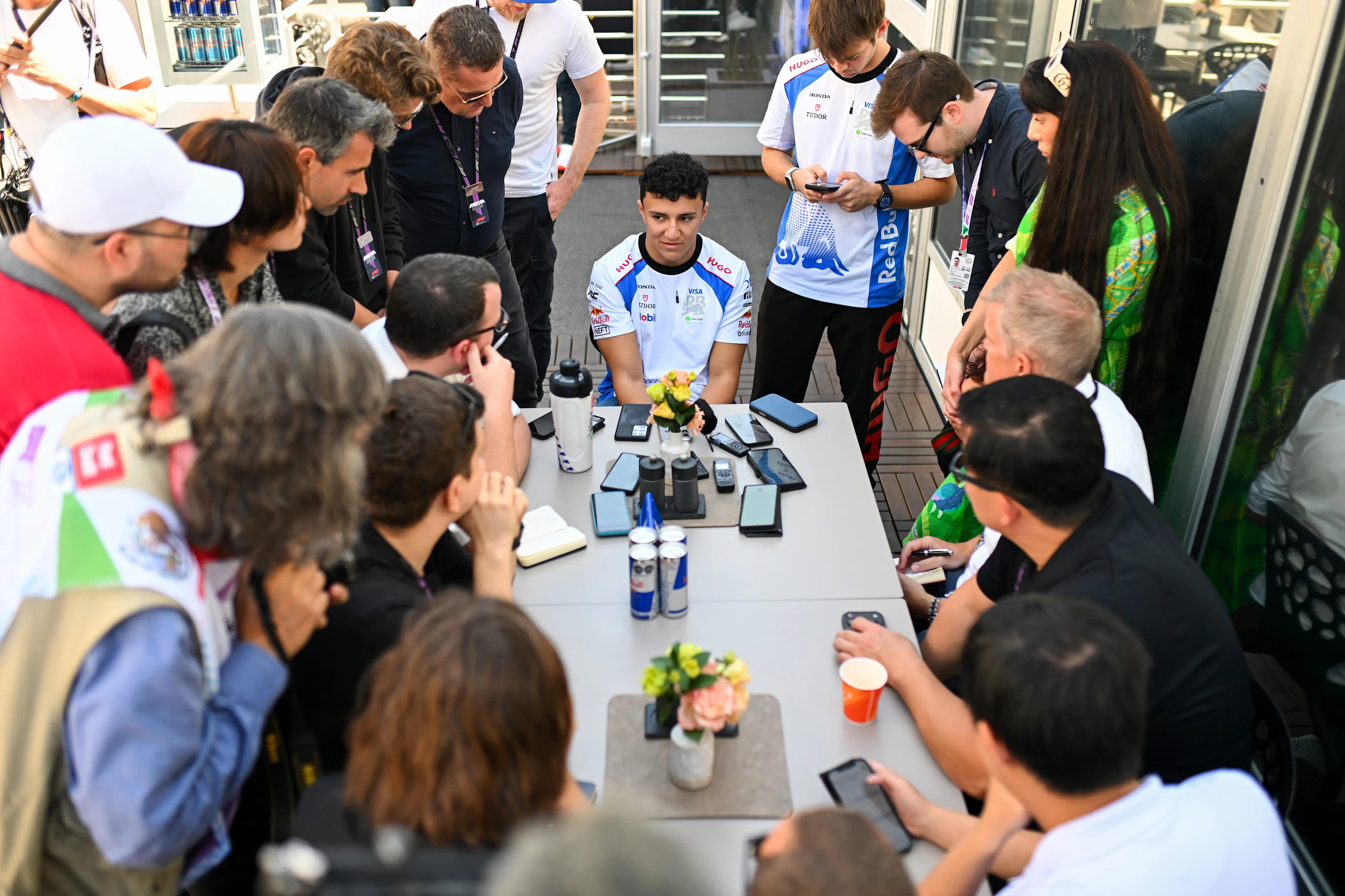 MEXICO CITY, MEXICO - OCTOBER 23: Isack Hadjar of France and Visa Cash App Racing Bulls speaks at a