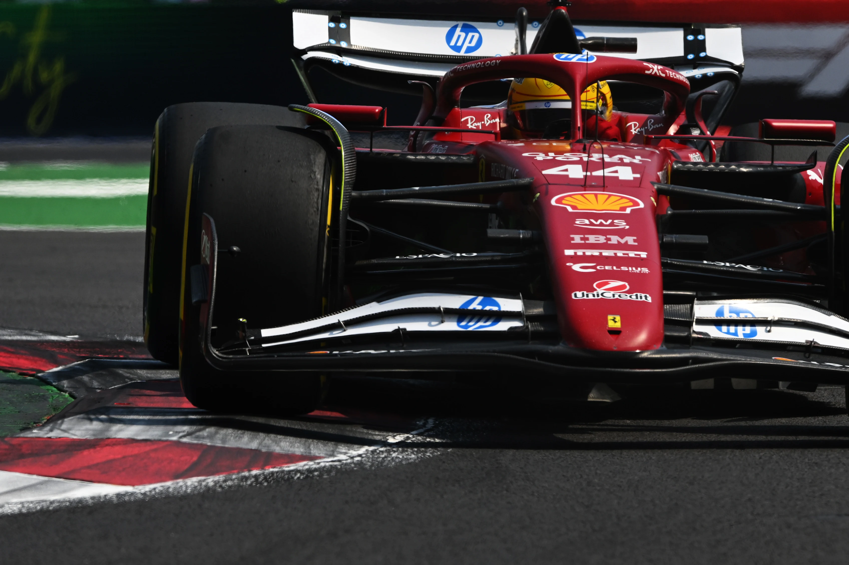 MEXICO CITY, MEXICO - OCTOBER 25: Lewis Hamilton of Great Britain driving the (44) Scuderia Ferrari
