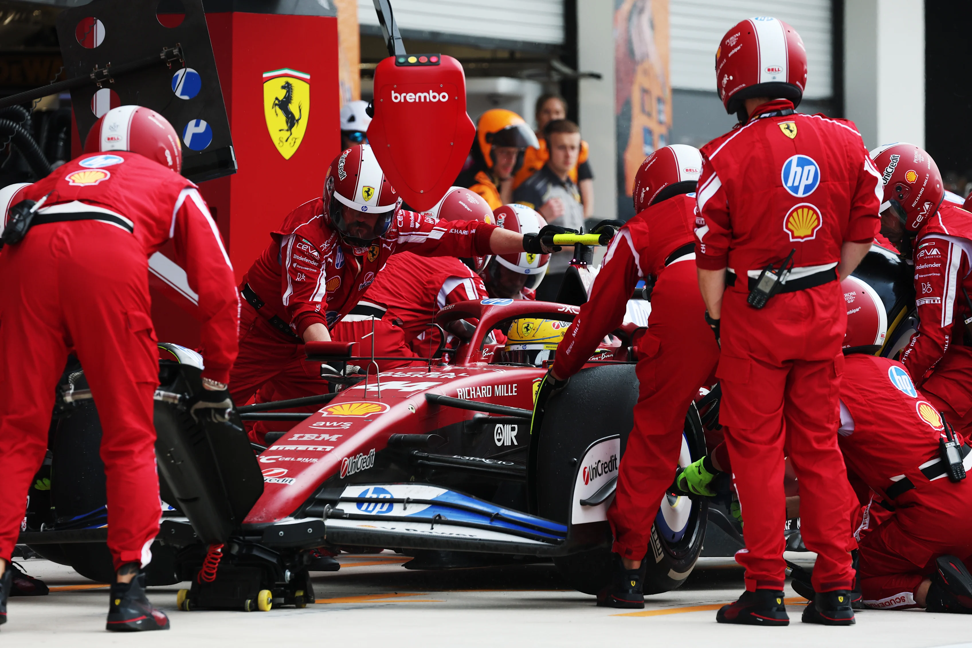 MIAMI, FLORIDA - MAY 04: Lewis Hamilton of Great Britain driving the (44) Scuderia Ferrari SF-25