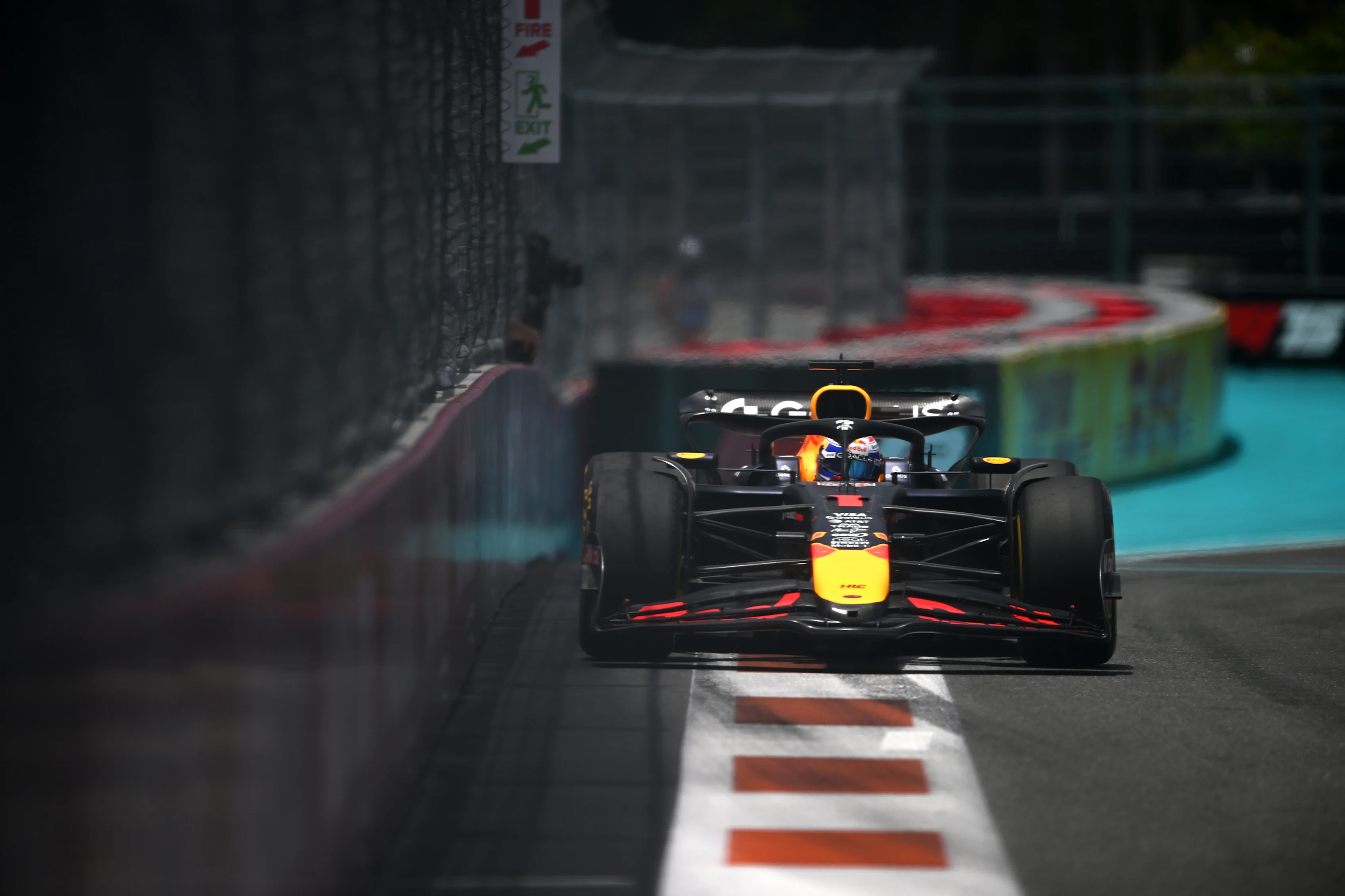 MIAMI, FLORIDA - MAY 02: Max Verstappen of the Netherlands driving the (1) Oracle Red Bull Racing RB21 on track during practice ahead of the F1 Grand Prix of Miami at Miami International Autodrome on May 02, 2025 in Miami, Florida. (Photo by Rudy Carezzevoli/Getty Images)