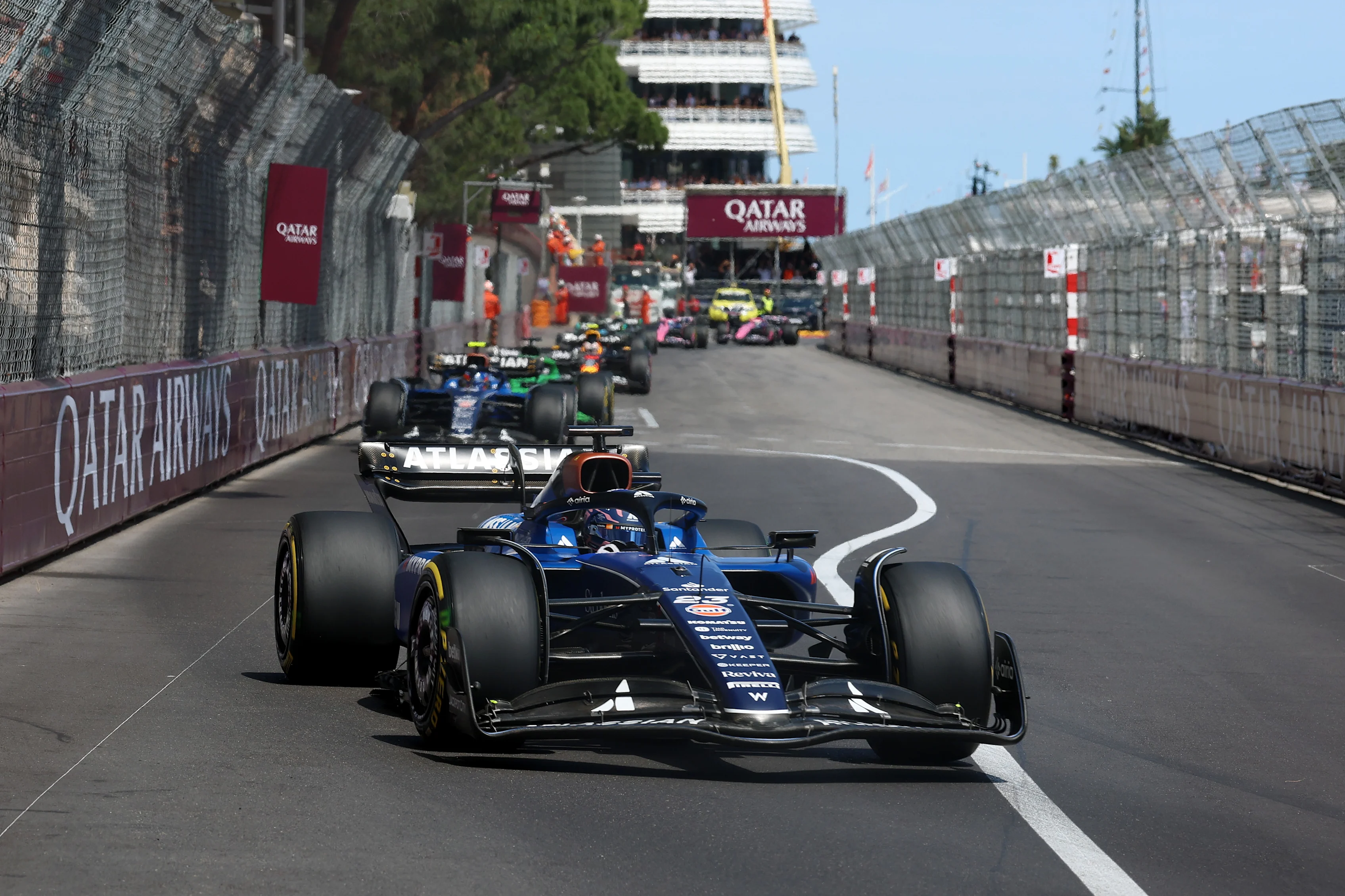 MONTE-CARLO, MONACO - MAY 25: Alexander Albon of Thailand driving the (23) Williams FW47 Mercedes on track during the F1 Grand Prix of Monaco at Circuit de Monaco on May 25, 2025 in Monte-Carlo, Monaco. (Photo by Steven Tee/Getty Images)