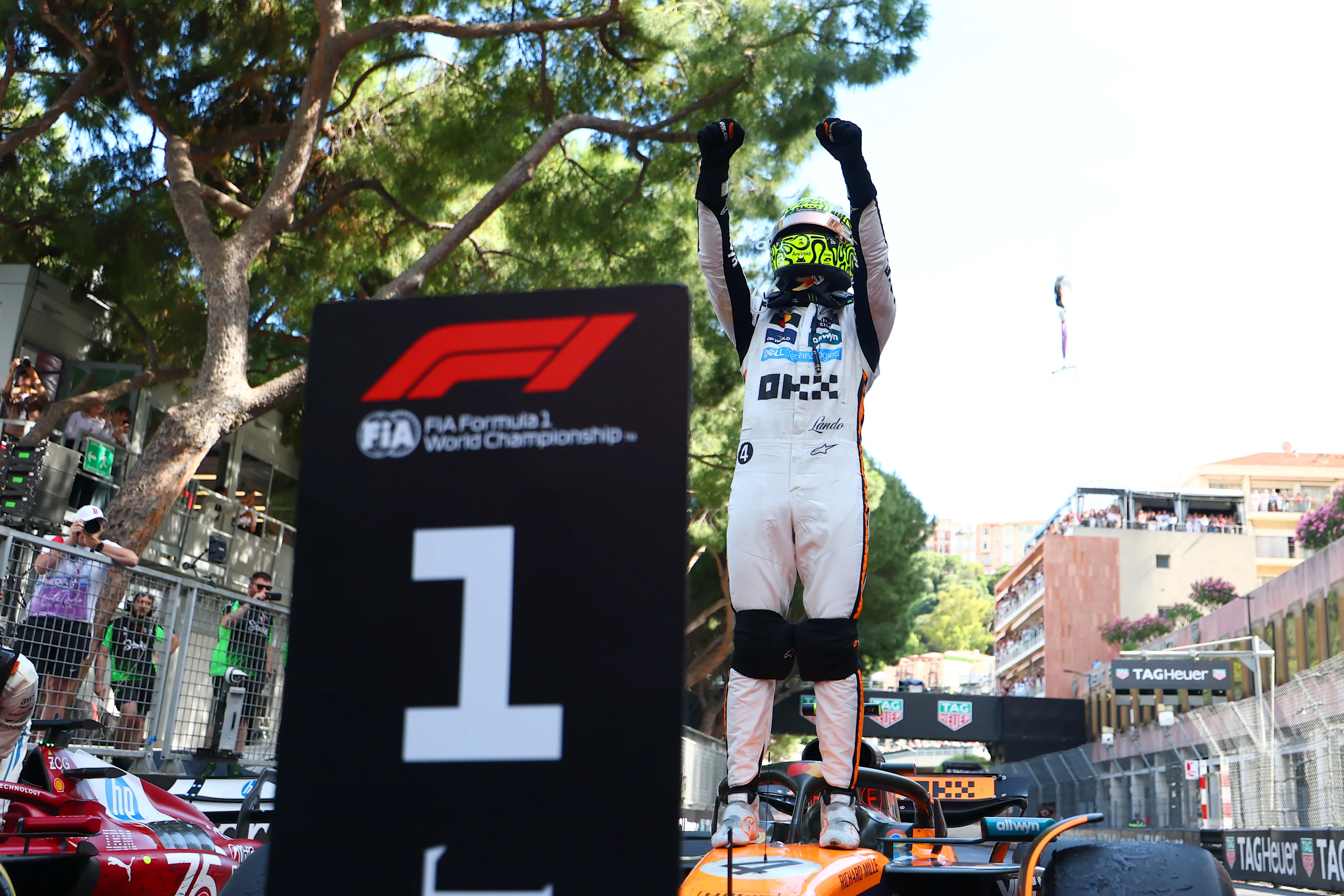 MONTE-CARLO, MONACO - MAY 25: Race winner Lando Norris of Great Britain and McLaren celebrates in