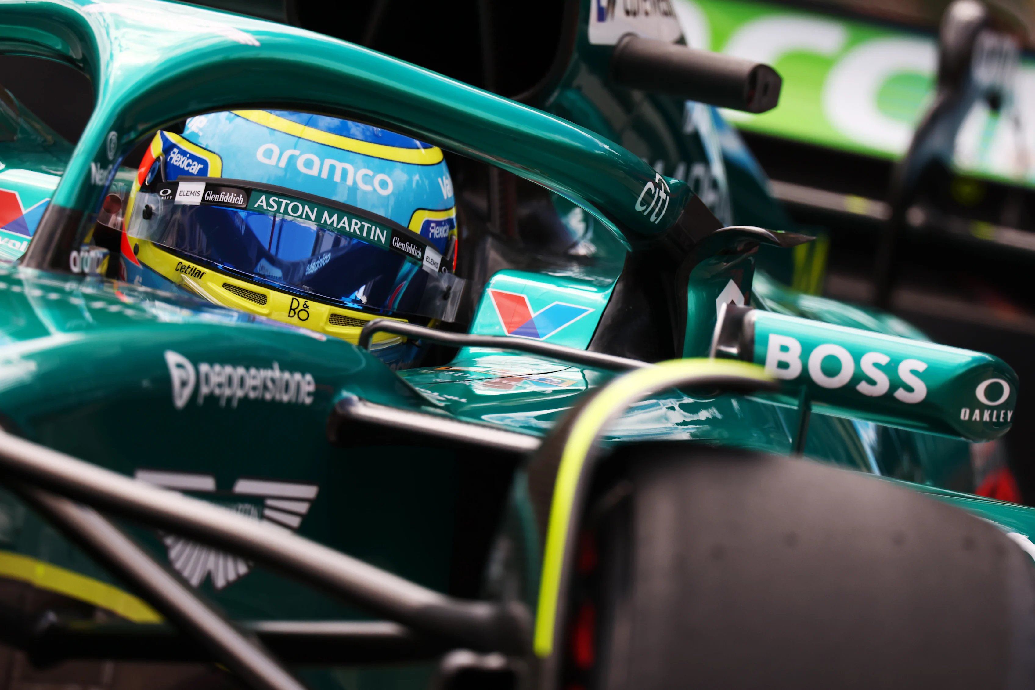 MONTE-CARLO, MONACO - MAY 23: Fernando Alonso of Spain driving the (14) Aston Martin F1 Team AMR25 Mercedes on track during practice ahead of the F1 Grand Prix of Monaco at Circuit de Monaco on May 23, 2025 in Monte-Carlo, Monaco. (Photo by Clive Rose/Getty Images)