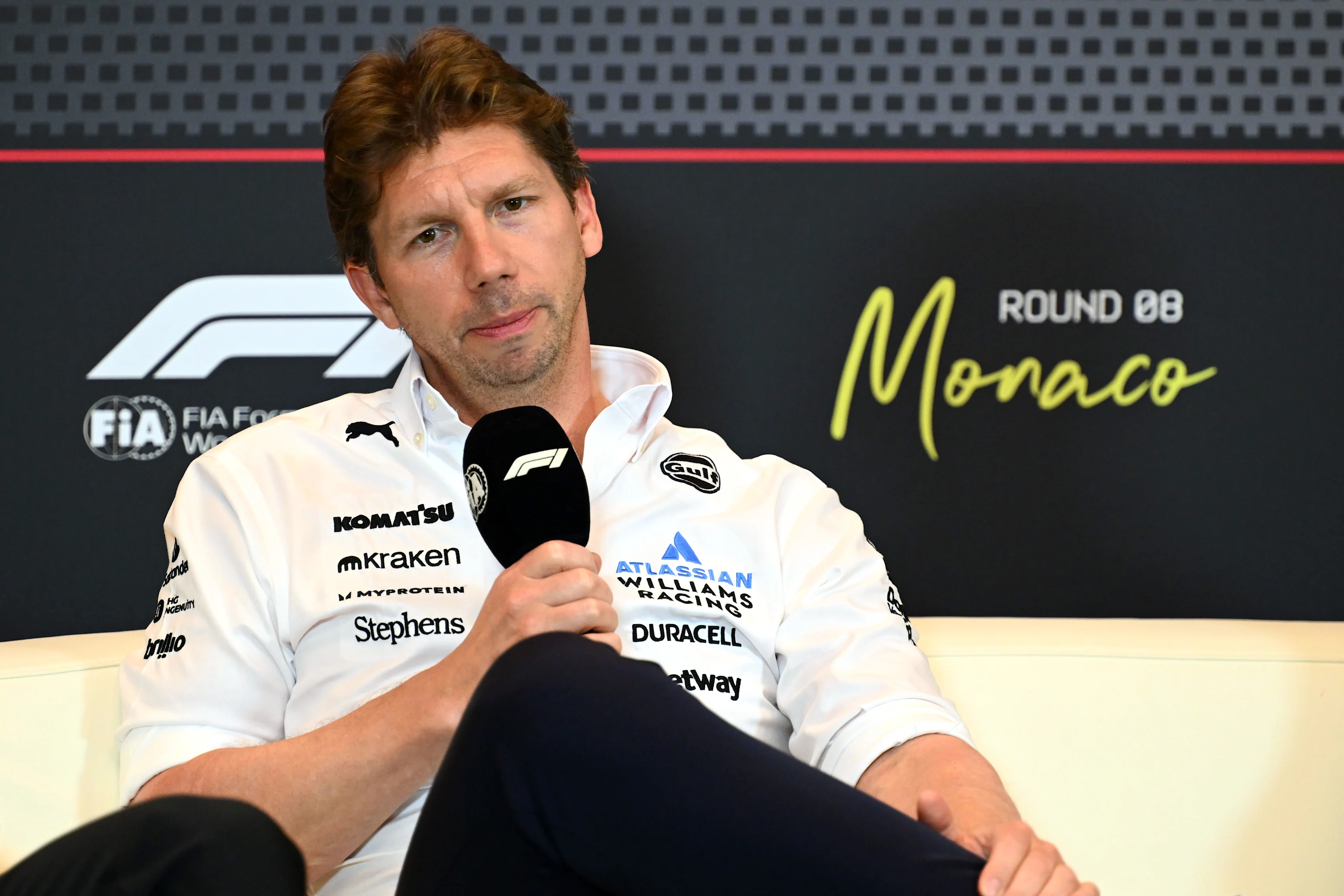 MONTE-CARLO, MONACO - MAY 23: James Vowles, Team Principal of Williams in the Team Principals Press Conference during practice ahead of the F1 Grand Prix of Monaco at Circuit de Monaco on May 23, 2025 in Monte-Carlo, Monaco. (Photo by Mark Sutton - Formula 1/Formula 1 via Getty Images)