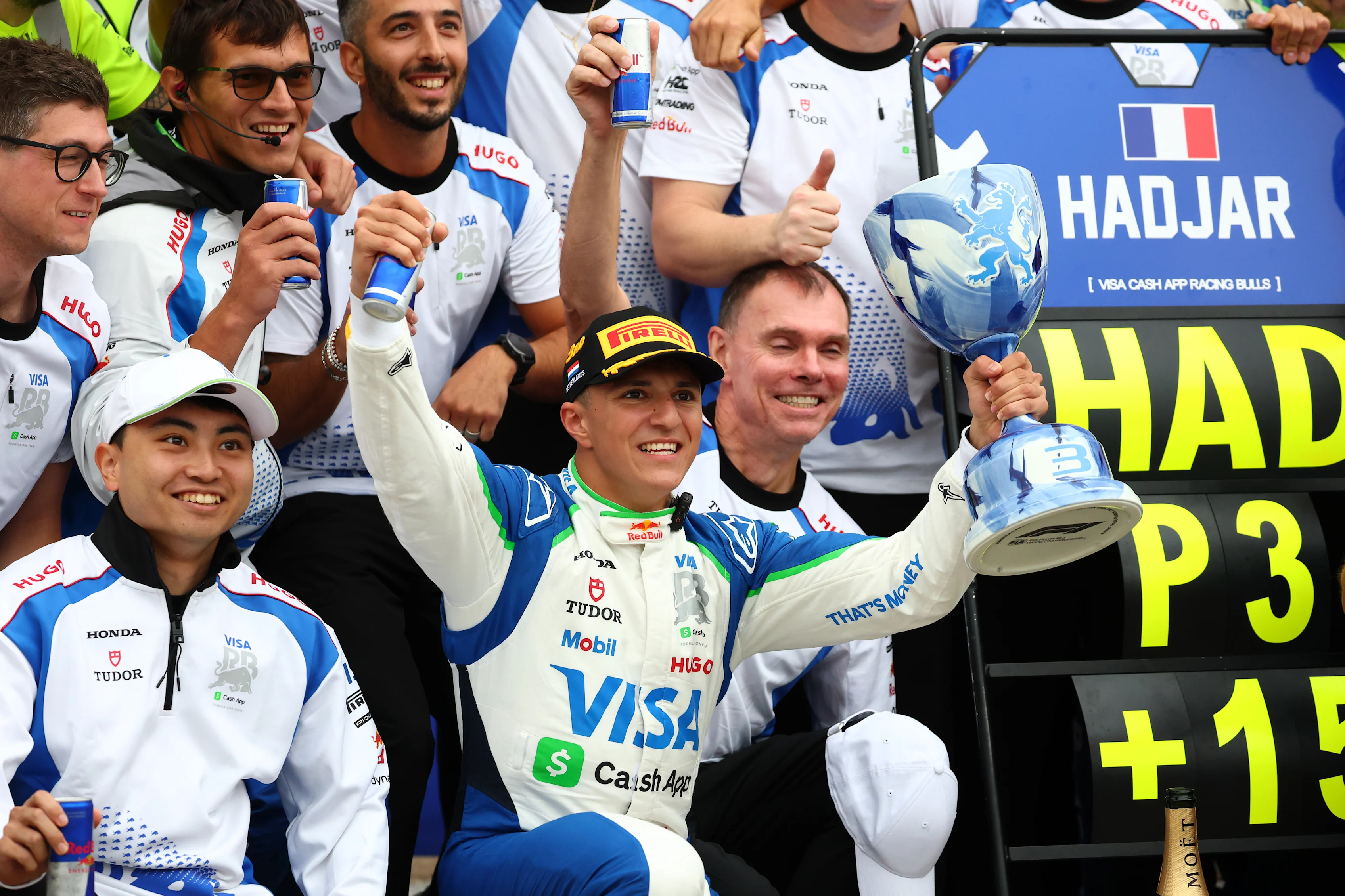 ZANDVOORT, NETHERLANDS - AUGUST 31: Third placed Isack Hadjar of France and Visa Cash App Racing