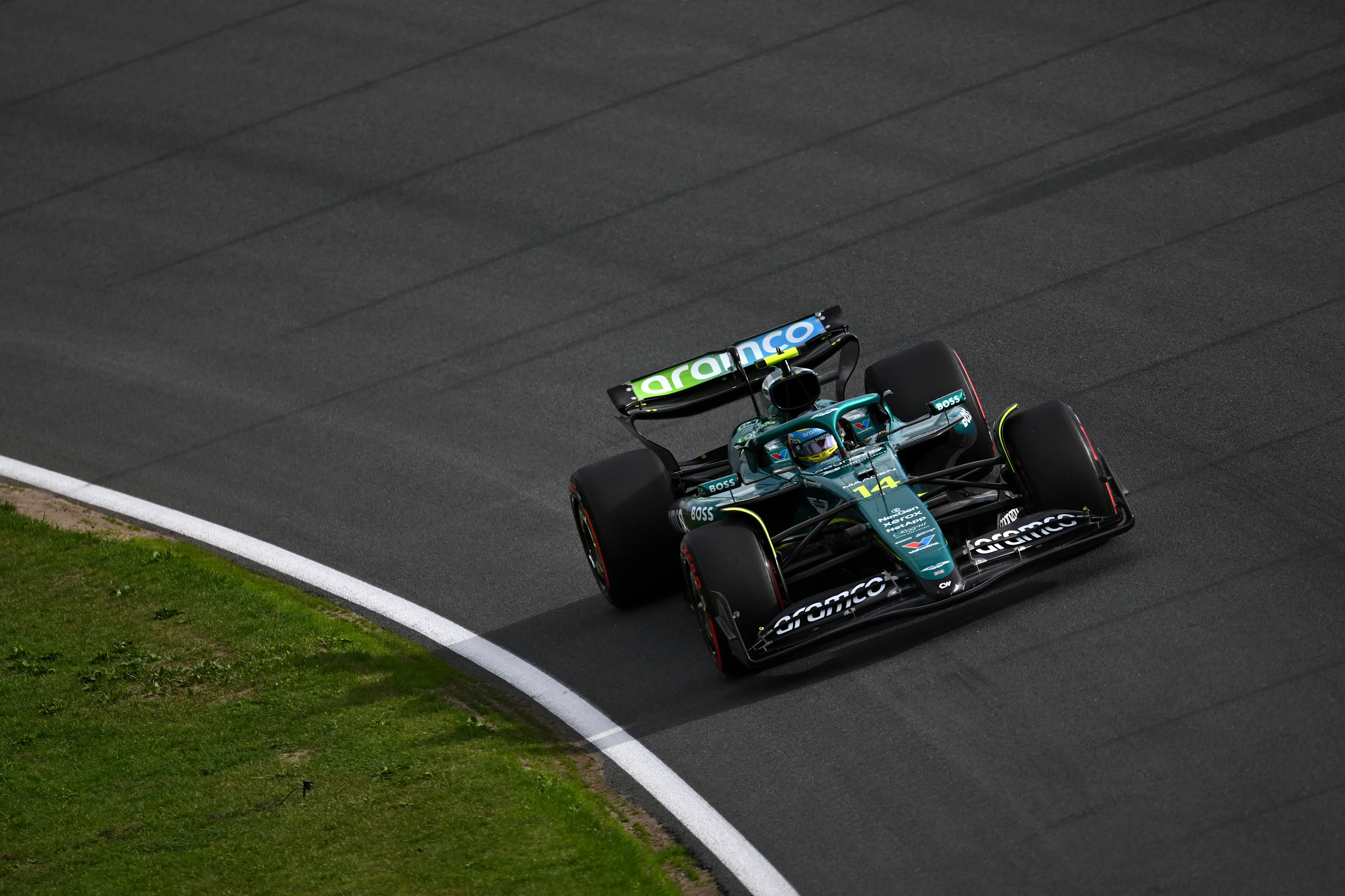 ZANDVOORT, NETHERLANDS - AUGUST 29: Fernando Alonso of Spain driving the (14) Aston Martin F1 Team
