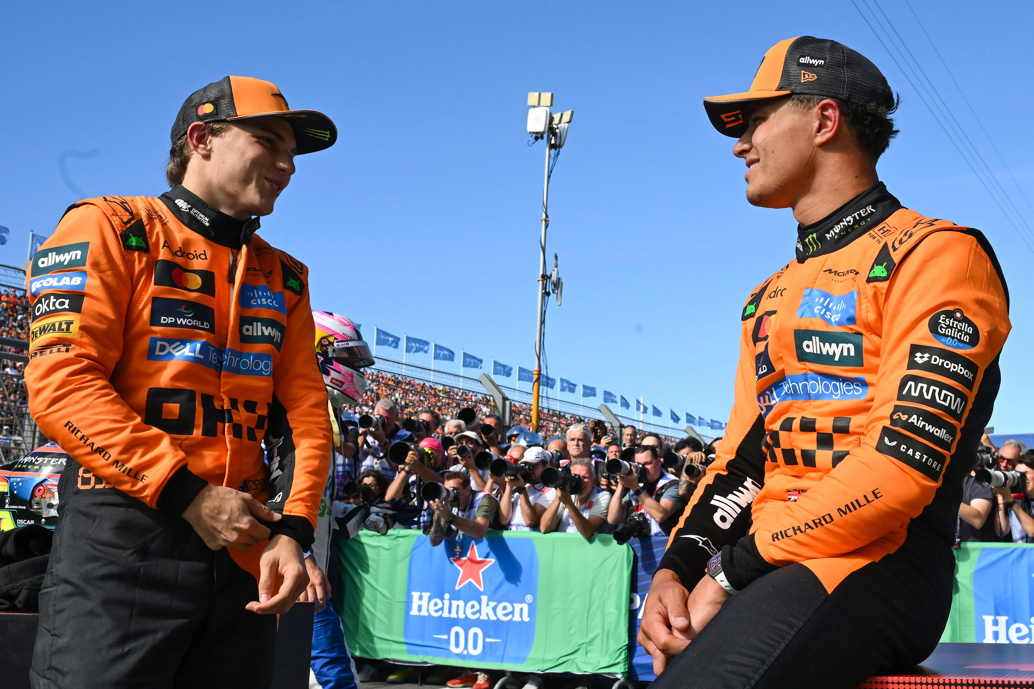 ZANDVOORT, NETHERLANDS - AUGUST 30: Pole position qualifier Oscar Piastri of Australia and McLaren