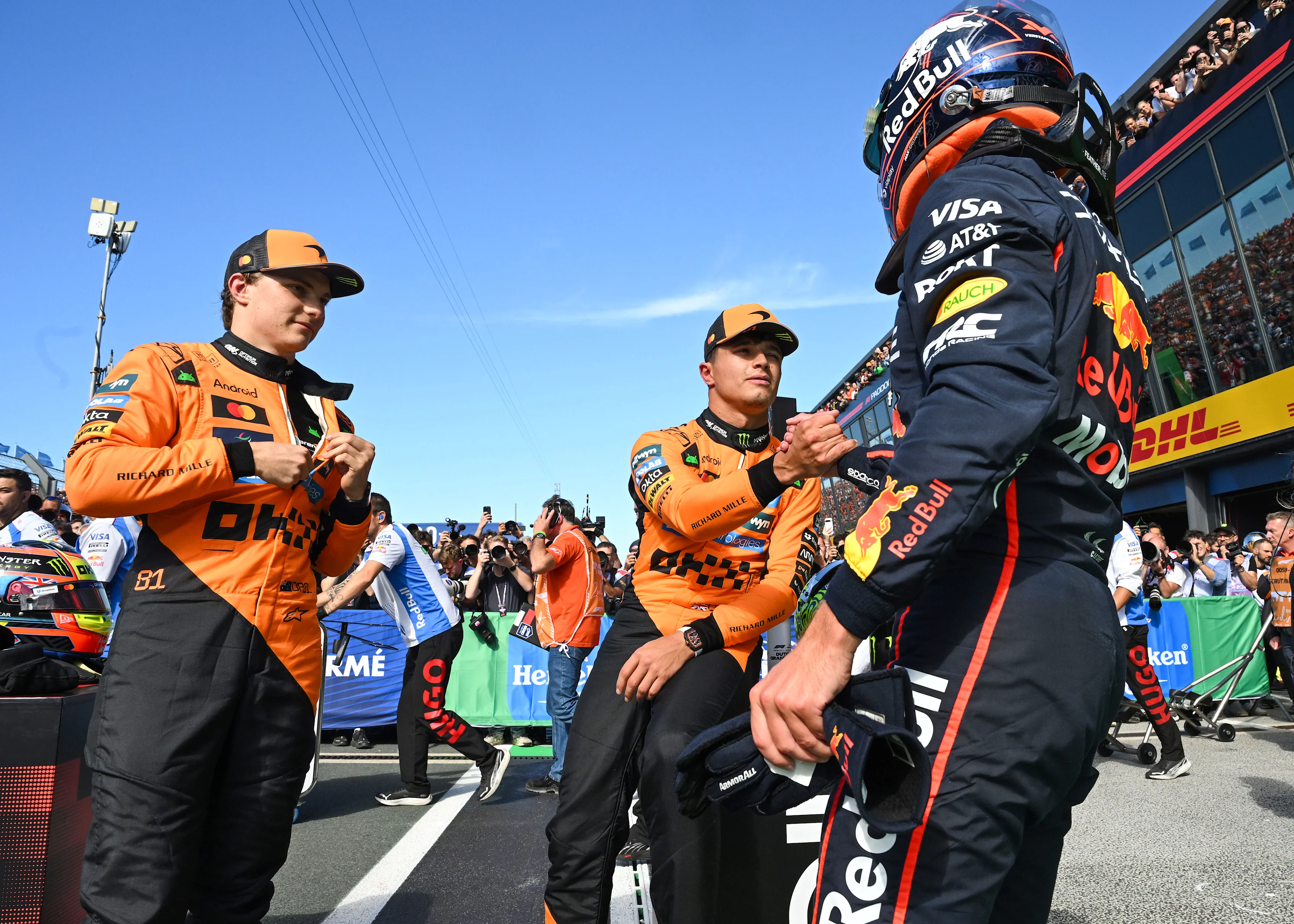 ZANDVOORT, NETHERLANDS - AUGUST 30: Pole position qualifier Oscar Piastri of Australia and McLaren