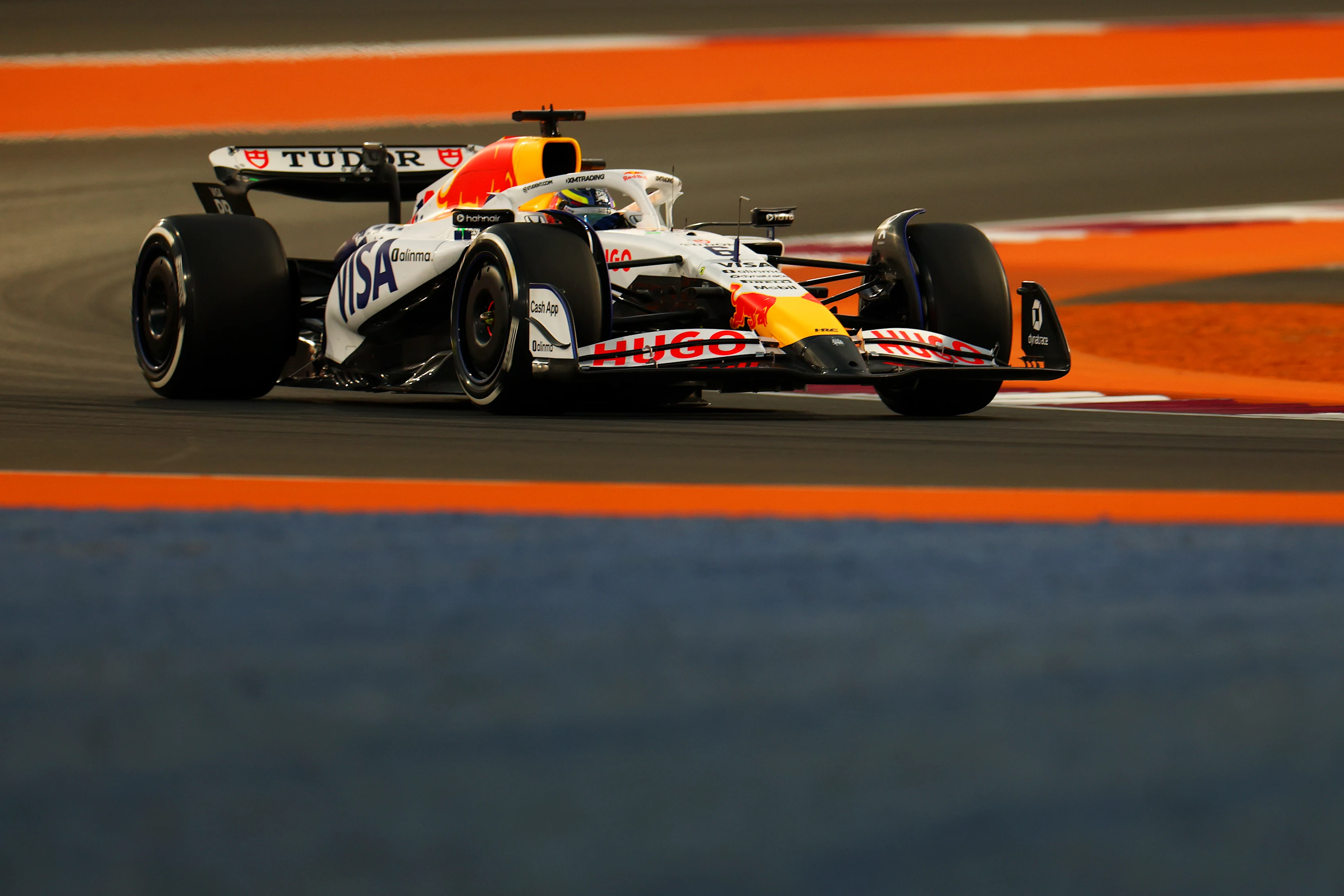 LUSAIL CITY, QATAR - NOVEMBER 28: Isack Hadjar of France driving the (6) Visa Cash App Racing Bulls