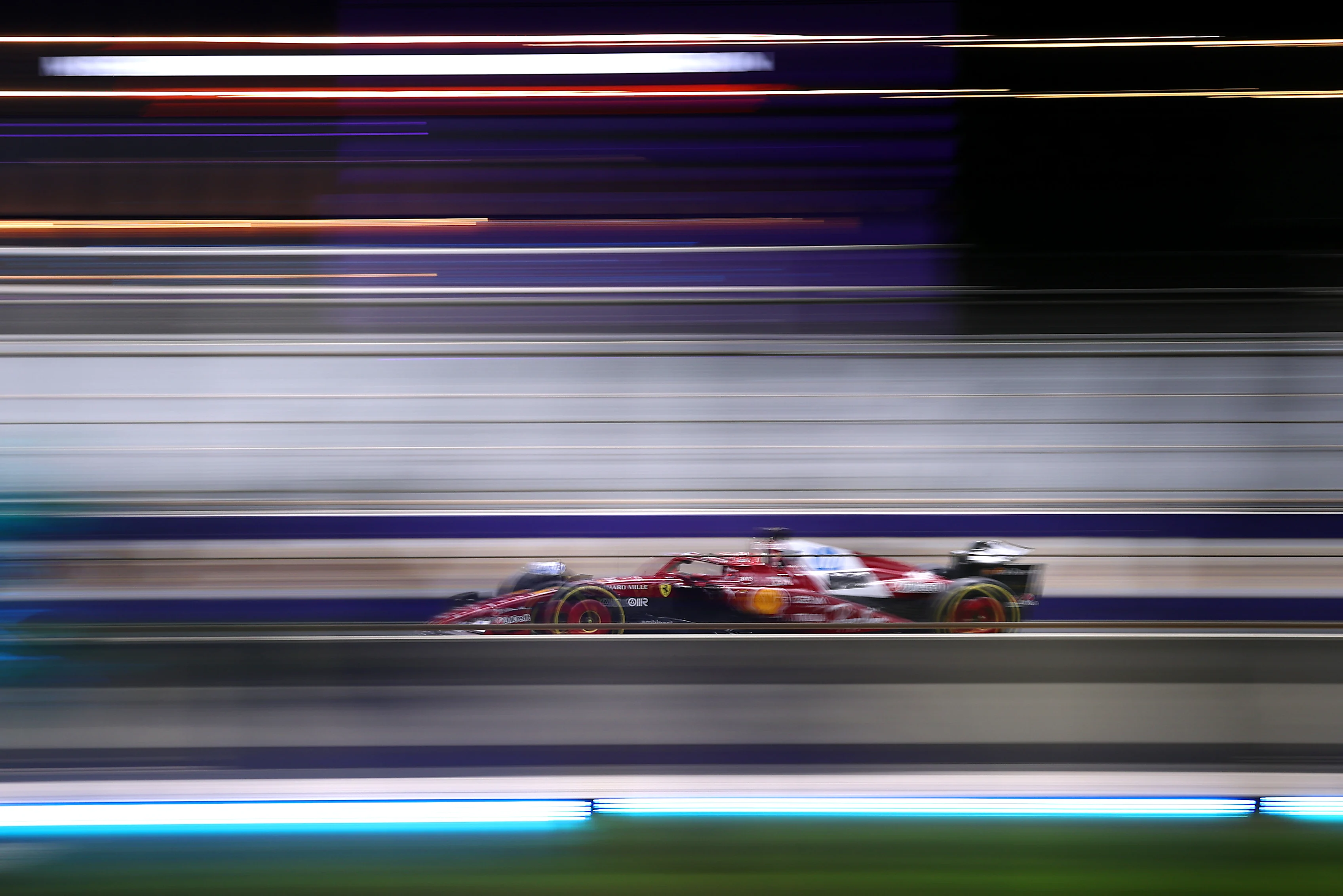 JEDDAH, SAUDI ARABIA - APRIL 18: Charles Leclerc of Monaco driving the (16) Scuderia Ferrari SF-25 on track during practice ahead of the F1 Grand Prix of Saudi Arabia at Jeddah Corniche Circuit on April 18, 2025 in Jeddah, Saudi Arabia. (Photo by Alex Pantling/Getty Images)
