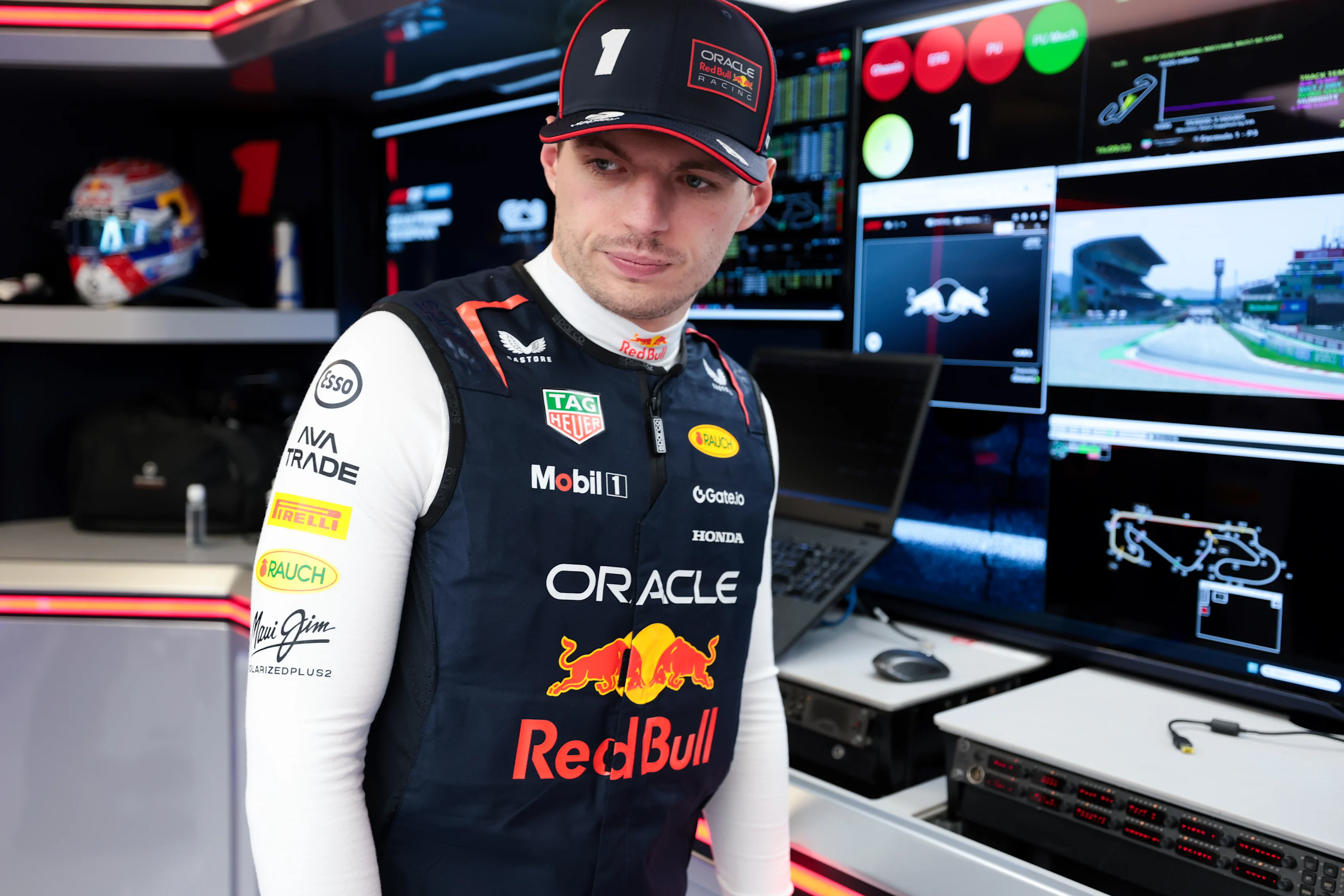 BARCELONA, SPAIN - JUNE 01: Max Verstappen of the Netherlands and Oracle Red Bull Racing looks on