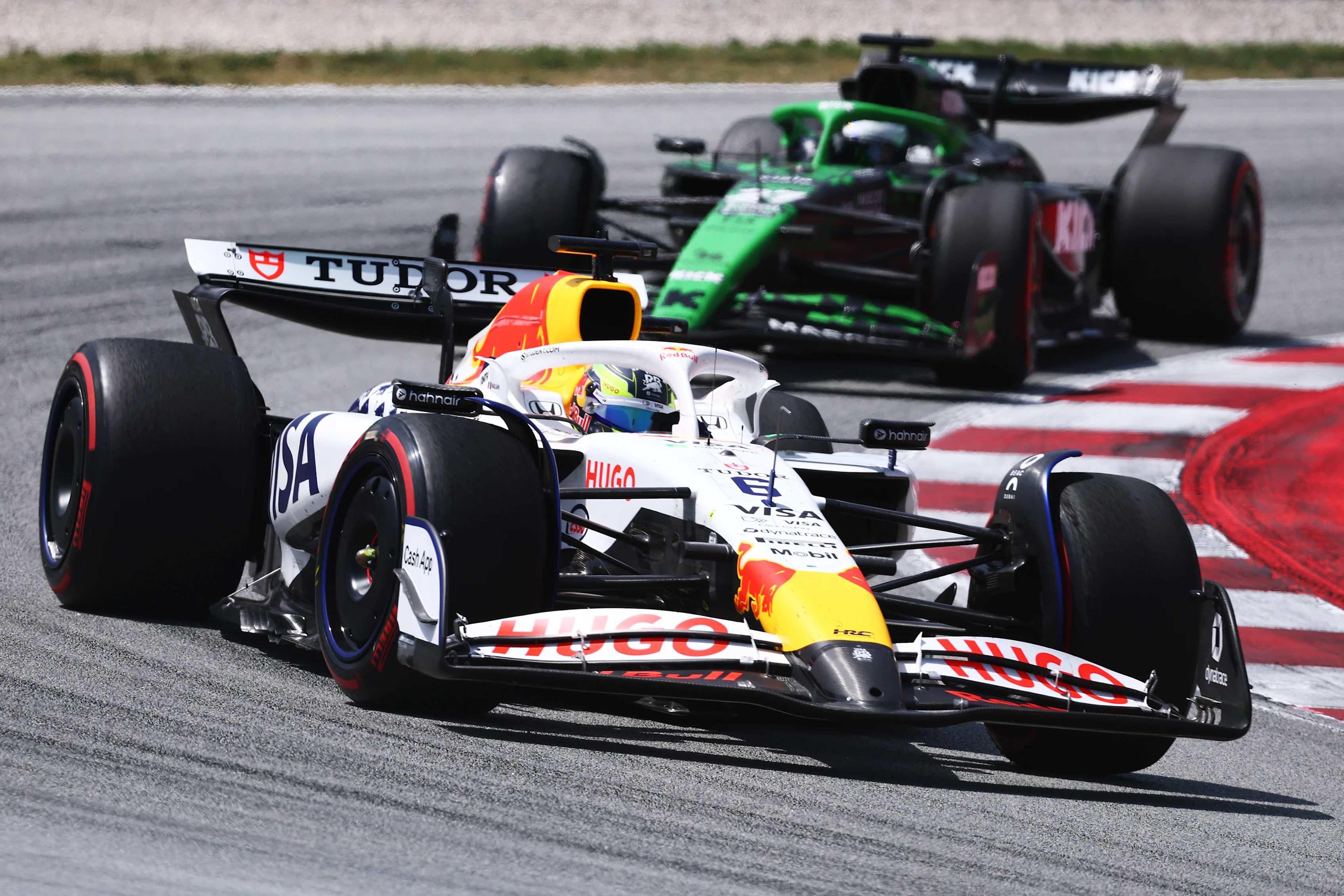 BARCELONA, SPAIN - JUNE 01: Isack Hadjar of France driving the (6) Visa Cash App Racing Bulls VCARB