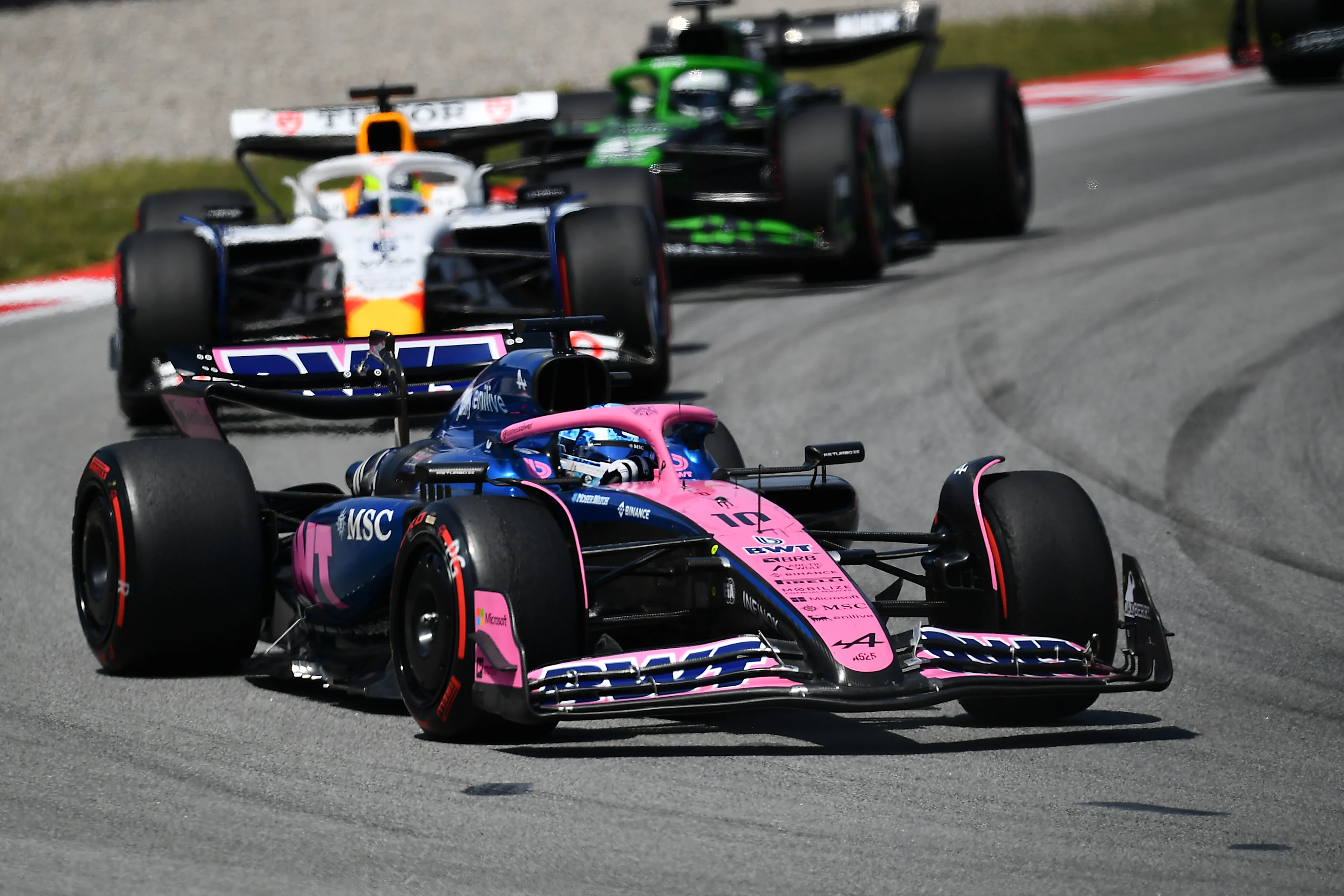 BARCELONA, SPAIN - JUNE 01: Pierre Gasly of France driving the (10) Alpine F1 A525 Renault leads