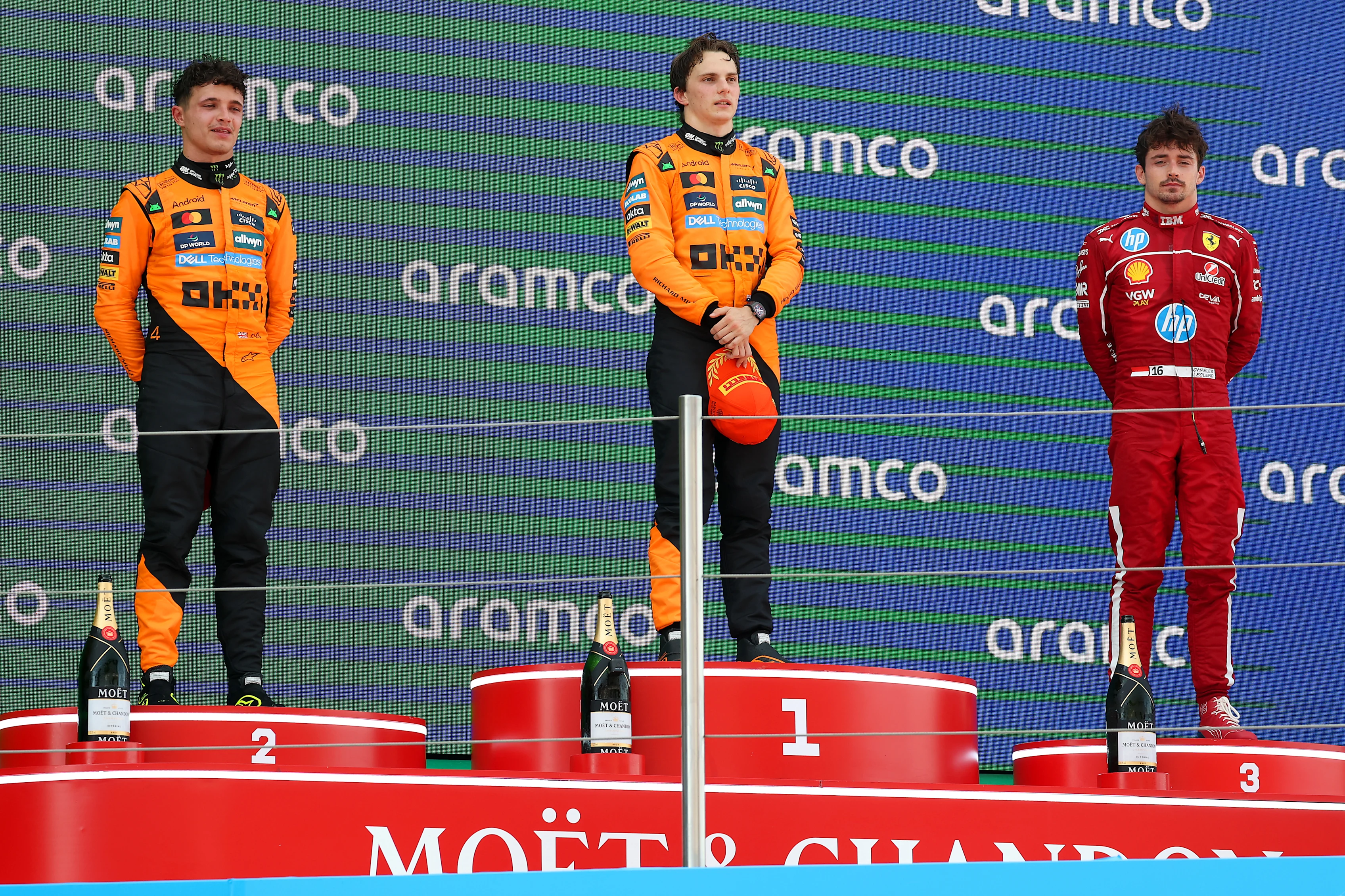 BARCELONA, SPAIN - JUNE 01: Race winner Oscar Piastri of Australia and McLaren Second placed Lando