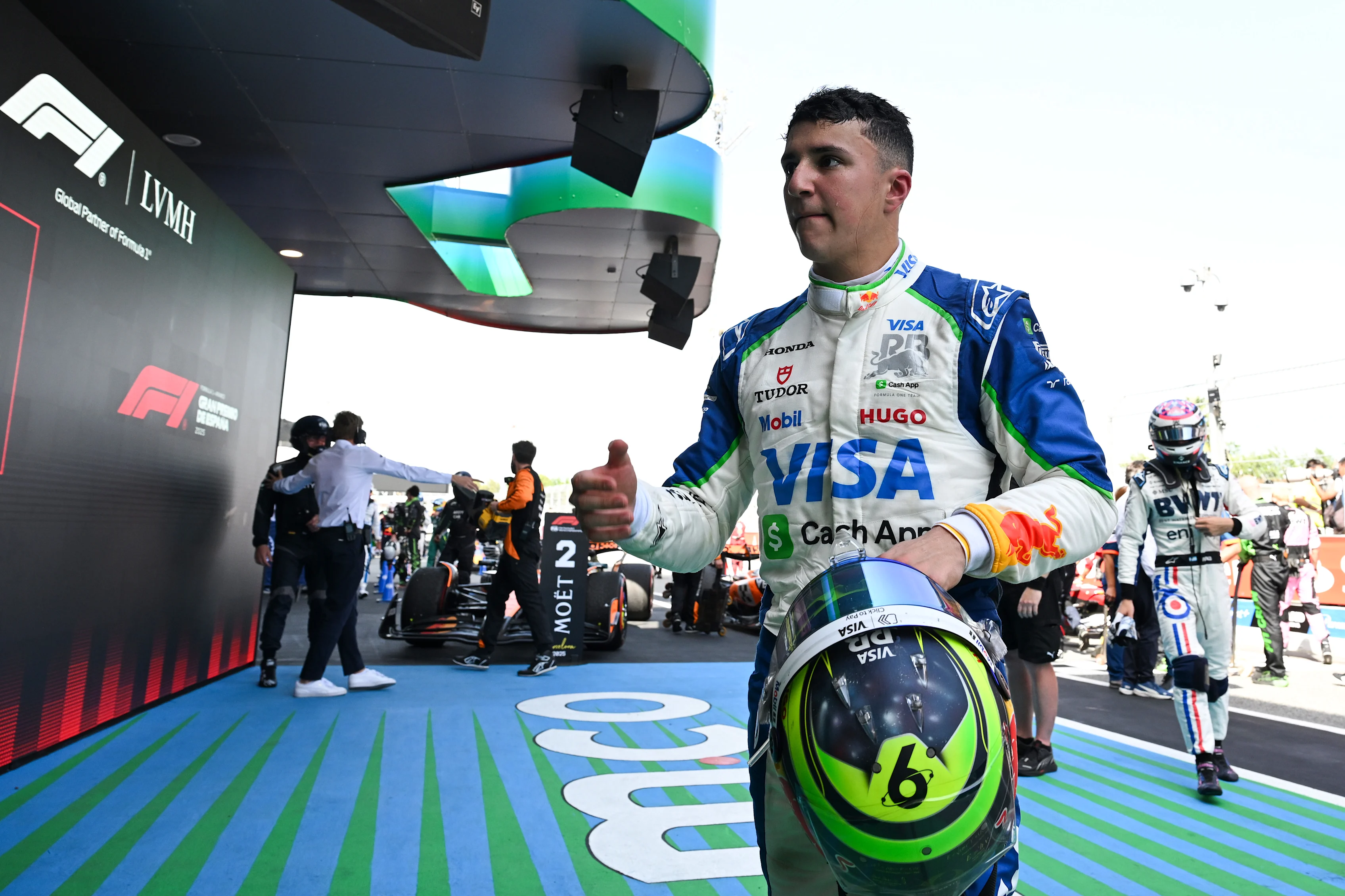 BARCELONA, SPAIN - JUNE 01: Seventh placed Isack Hadjar of France and Visa Cash App Racing Bulls in