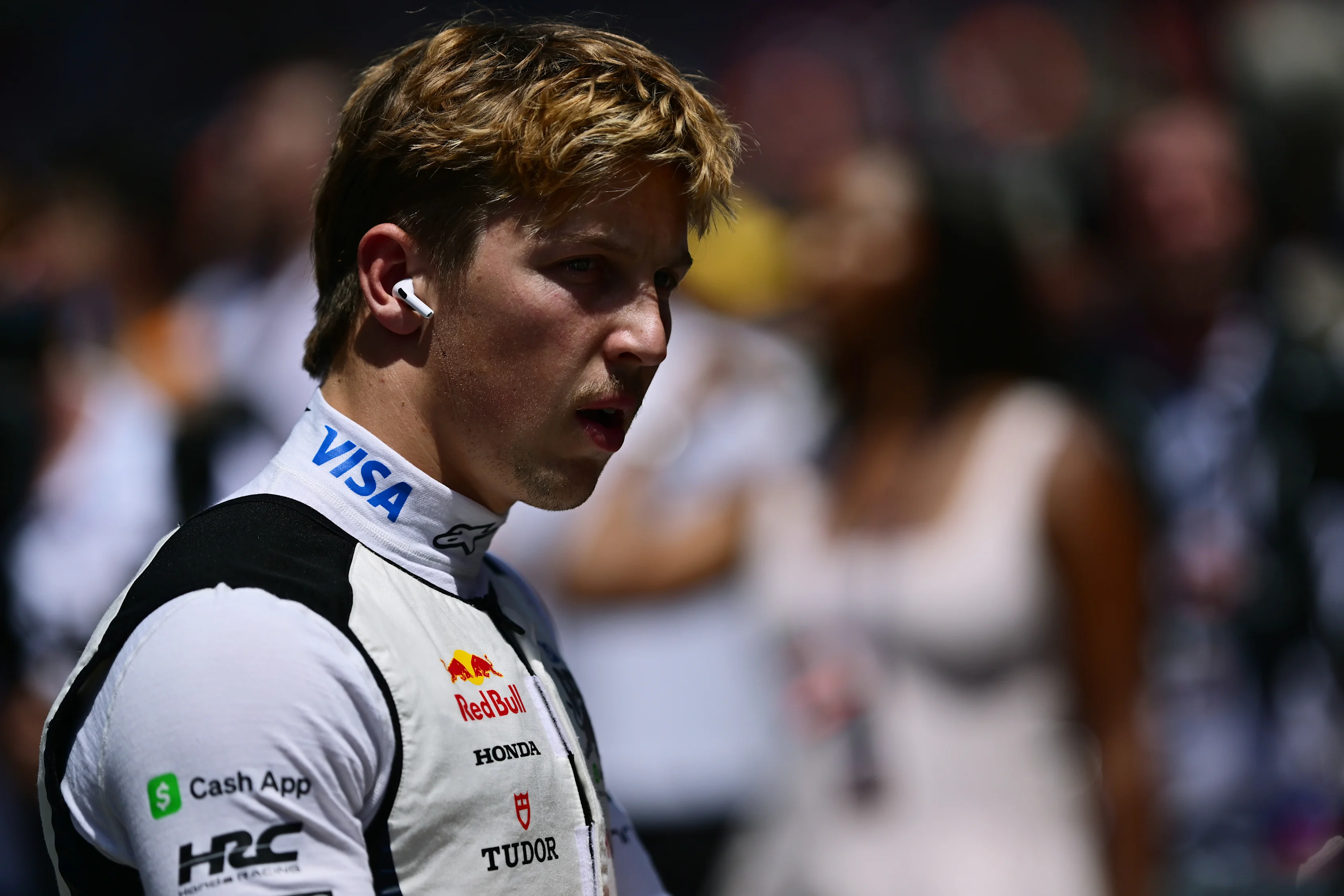 BARCELONA, SPAIN - JUNE 01: Liam Lawson of New Zealand and Visa Cash App Racing Bulls looks on