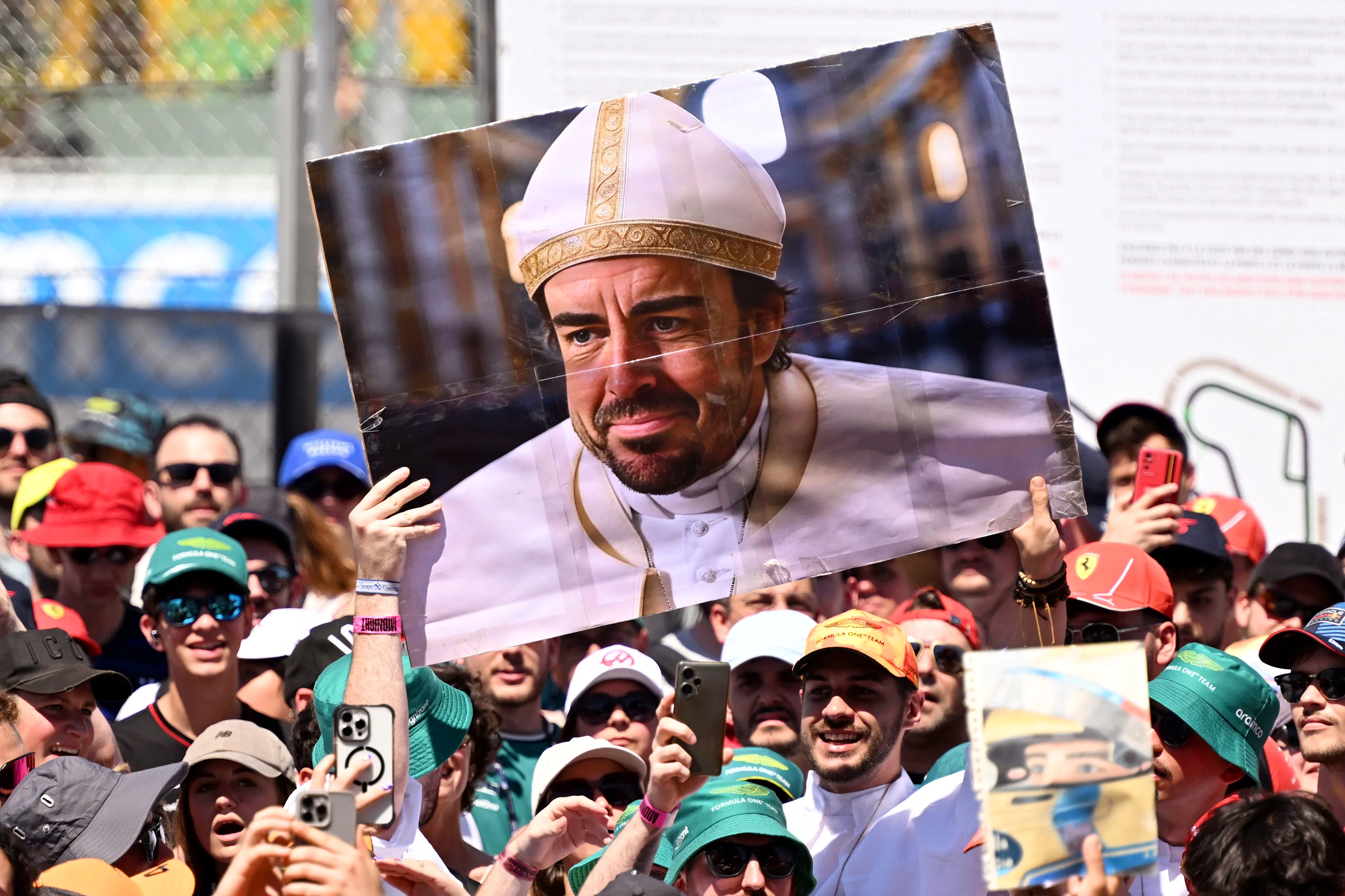 BARCELONA, SPAIN - MAY 30: Fans of Fernando Alonso of Spain and Aston Martin F1 Team during