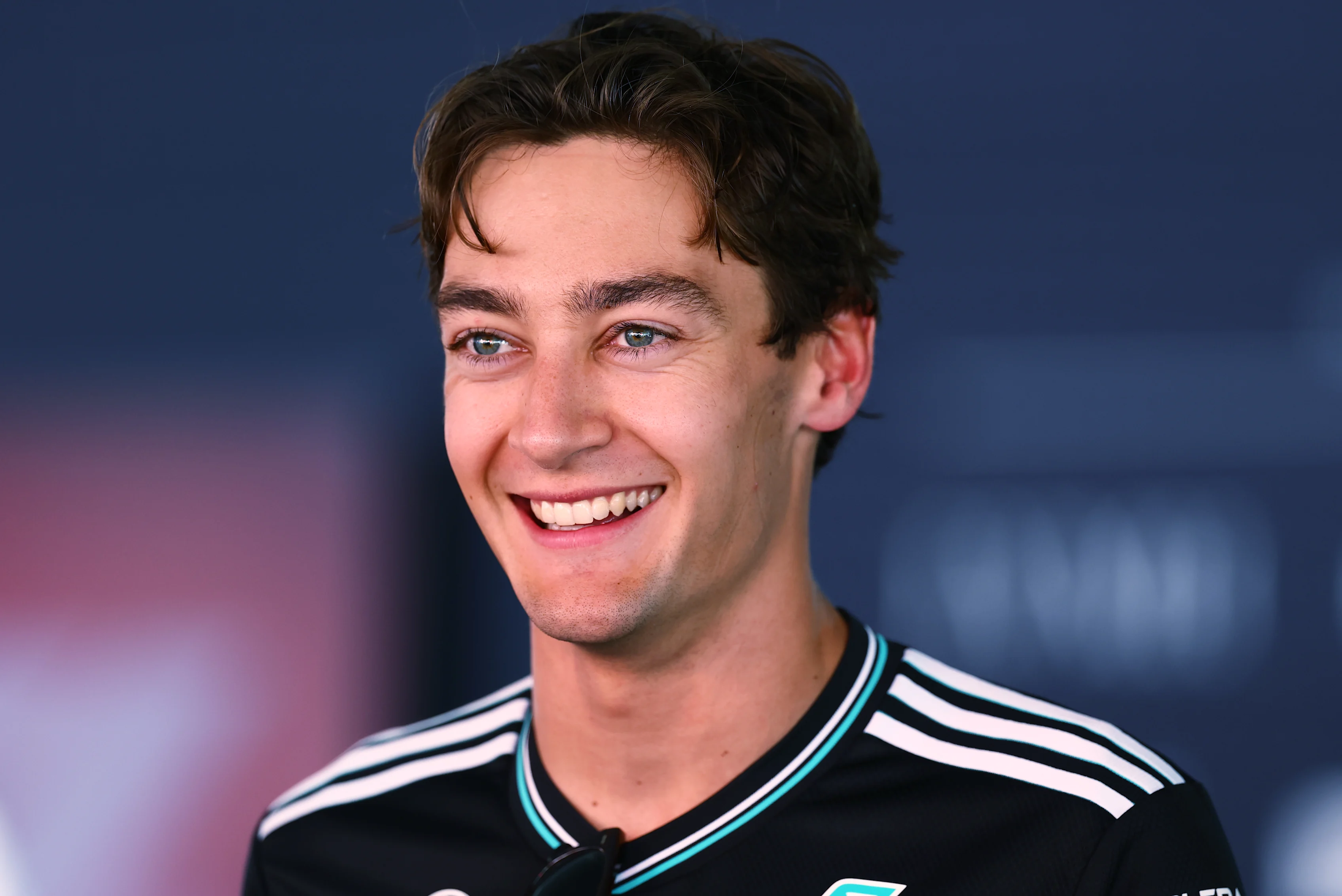 BARCELONA, SPAIN - MAY 30: George Russell of Great Britain and Mercedes AMG Petronas F1 Team looks on  during practice ahead of the F1 Grand Prix of Spain at Circuit de Barcelona-Catalunya on May 30, 2025 in Barcelona, Spain. (Photo by Clive Rose - Formula 1/Formula 1 via Getty Images)