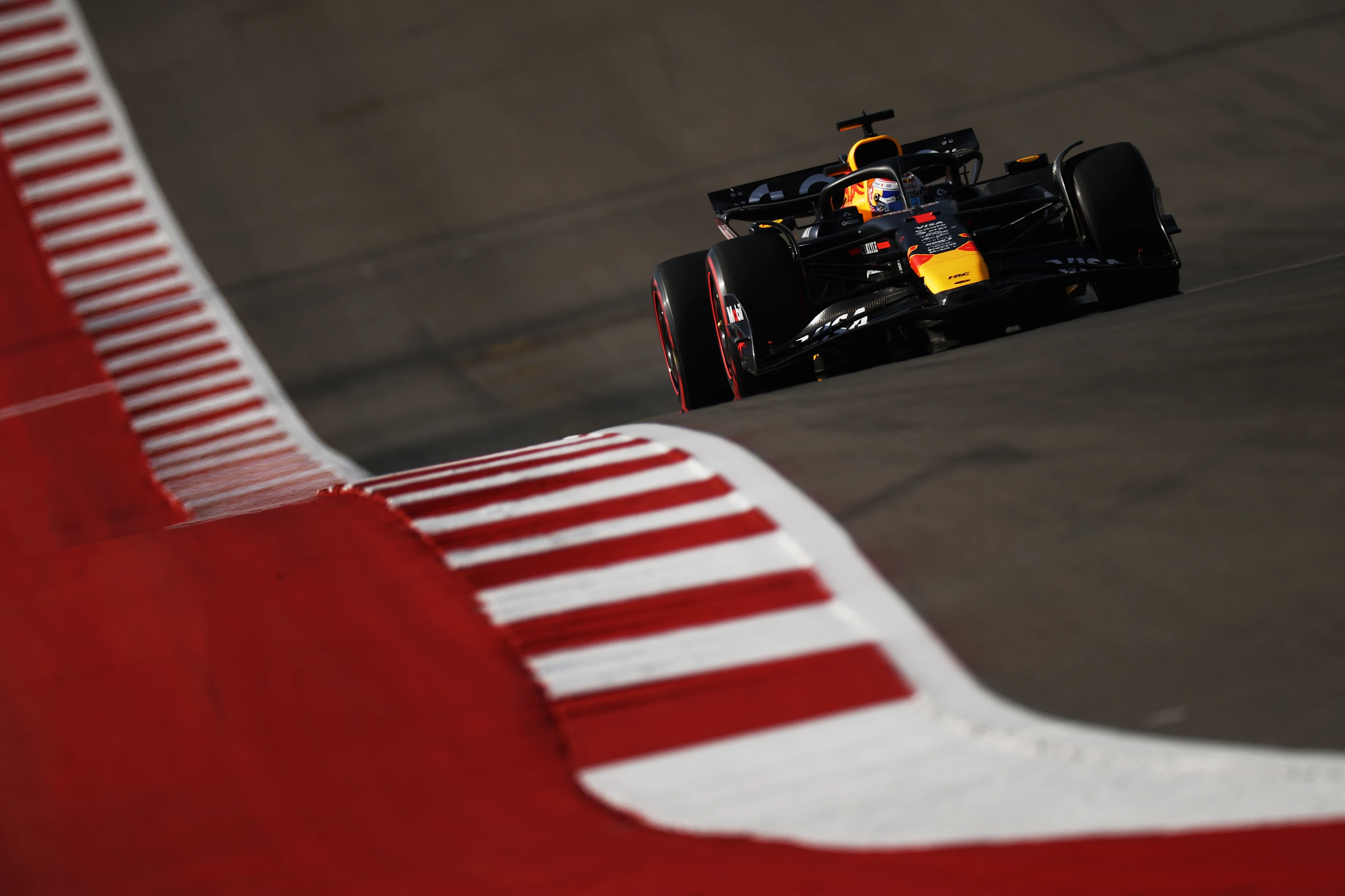 AUSTIN, TEXAS - OCTOBER 18: Max Verstappen of the Netherlands driving the (1) Oracle Red Bull