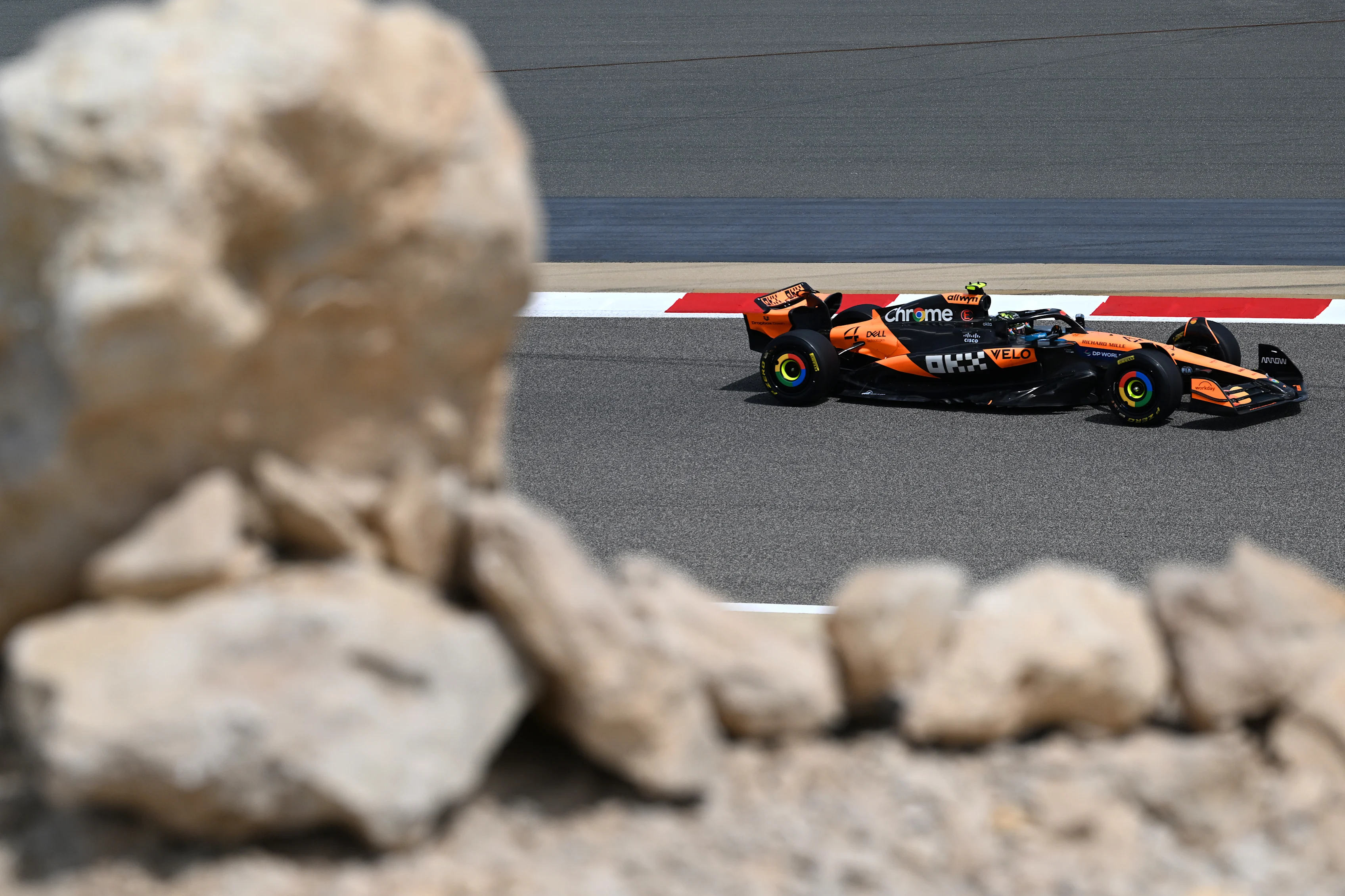 BAHRAIN, BAHRAIN - FEBRUARY 28: Lando Norris of Great Britain driving the (4) McLaren MCL39