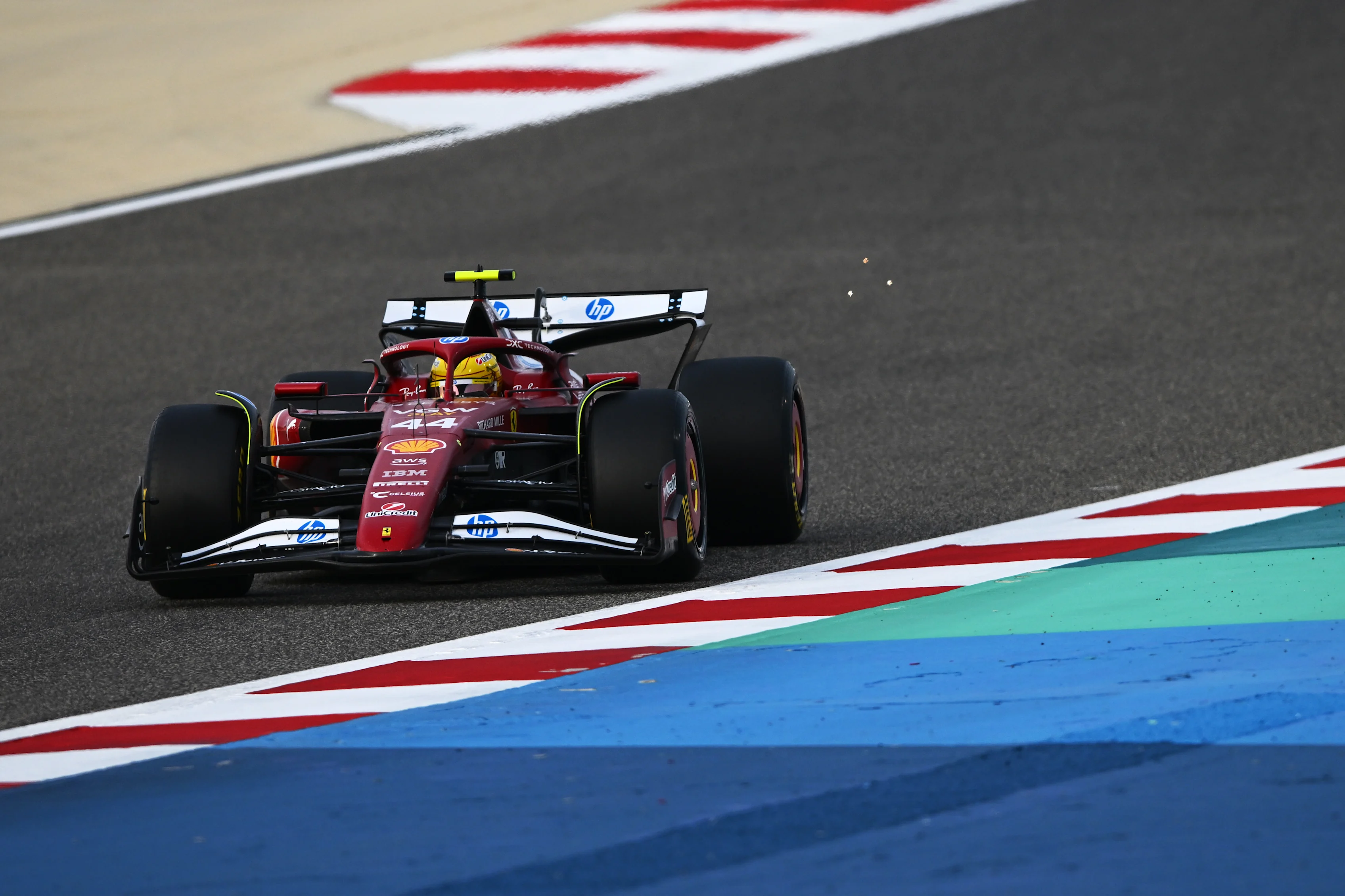 BAHRAIN, BAHRAIN - FEBRUARY 28: Lewis Hamilton of Great Britain driving the (44) Scuderia Ferrari