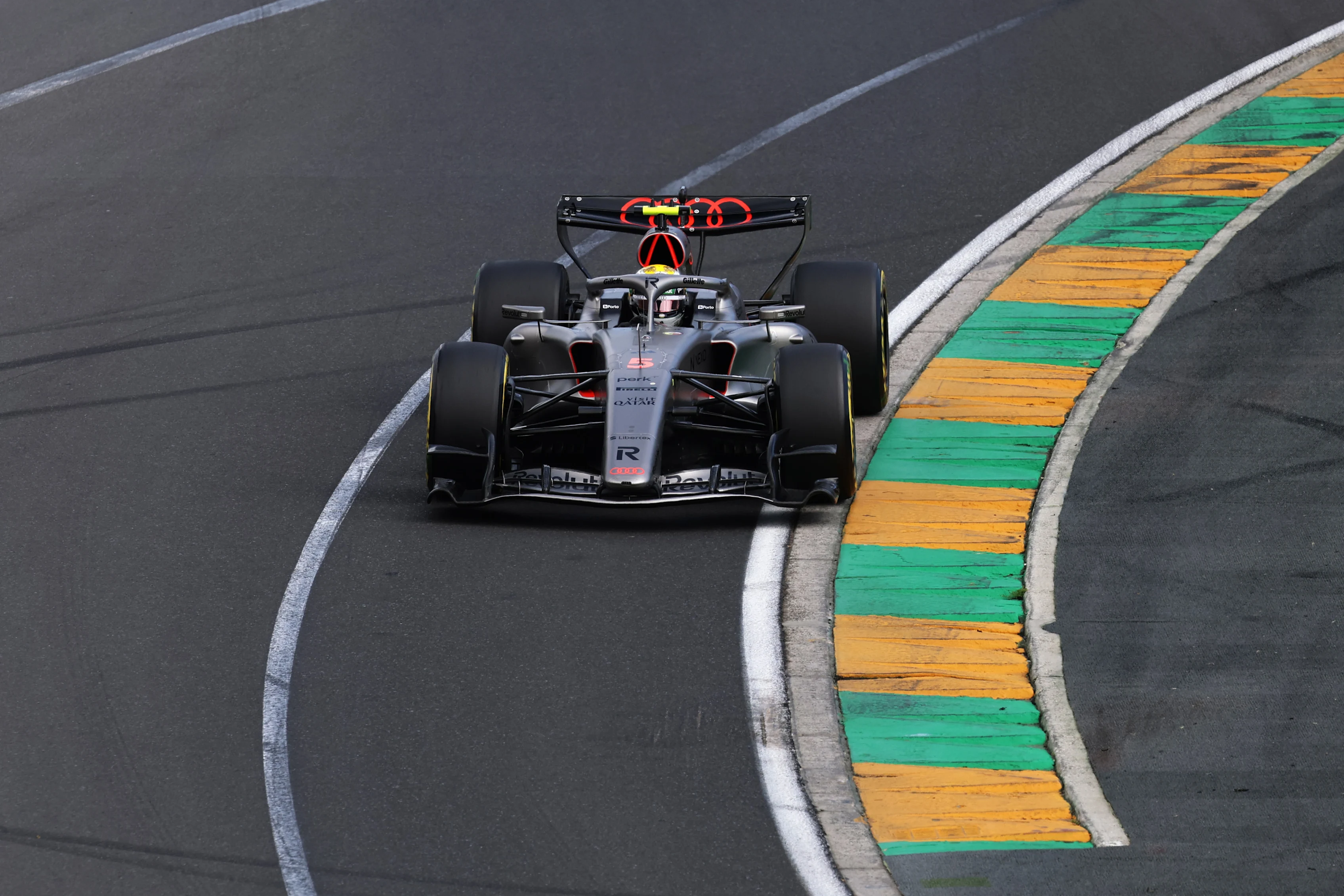 MELBOURNE, AUSTRALIA - MARCH 08: Gabriel Bortoleto of Brazil driving the (5) Audi F1 Team R26 on
