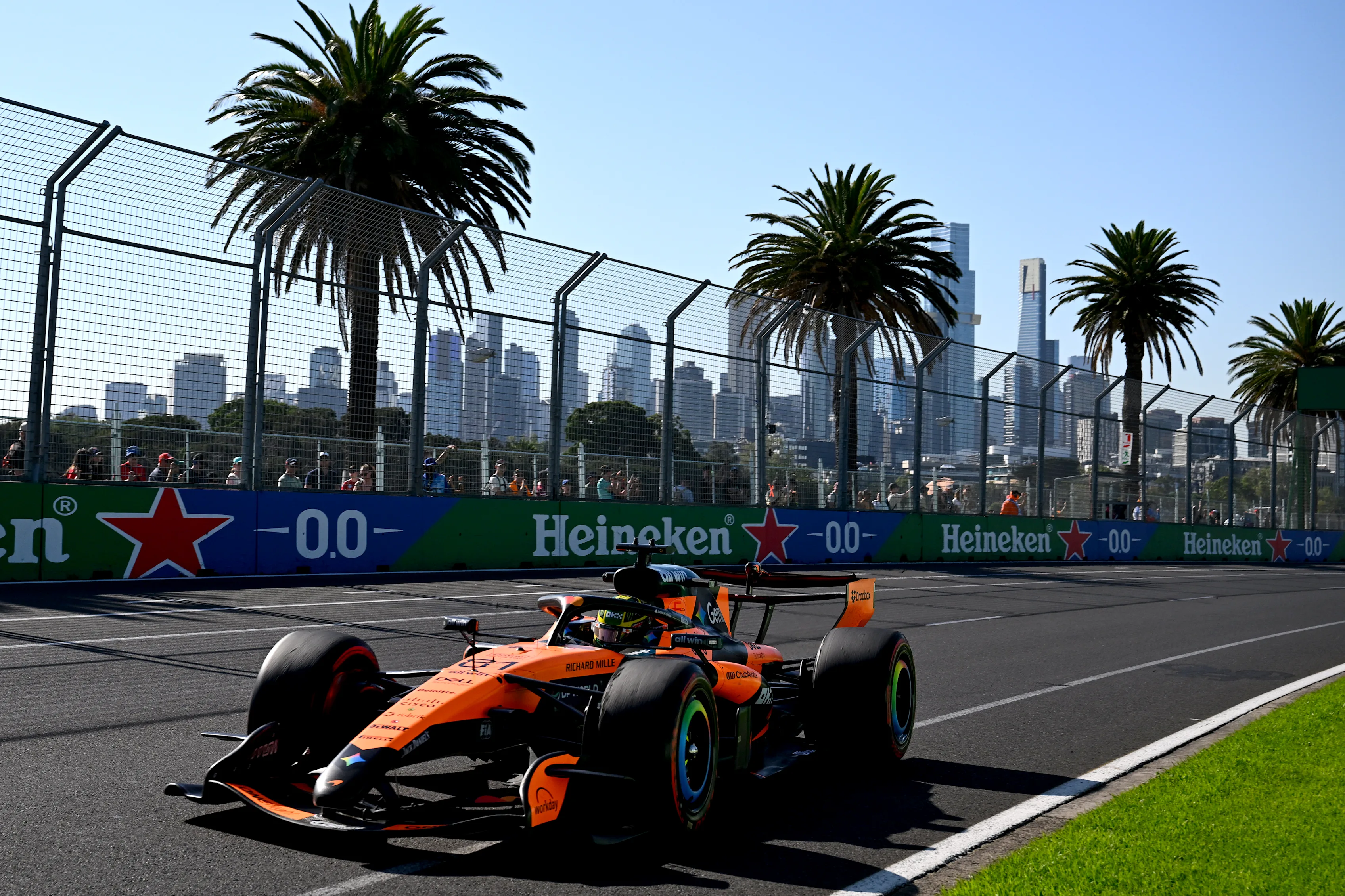 MELBOURNE, AUSTRALIA - MARCH 06: Oscar Piastri of Australia driving the (81) McLaren MCL40 Mercedes