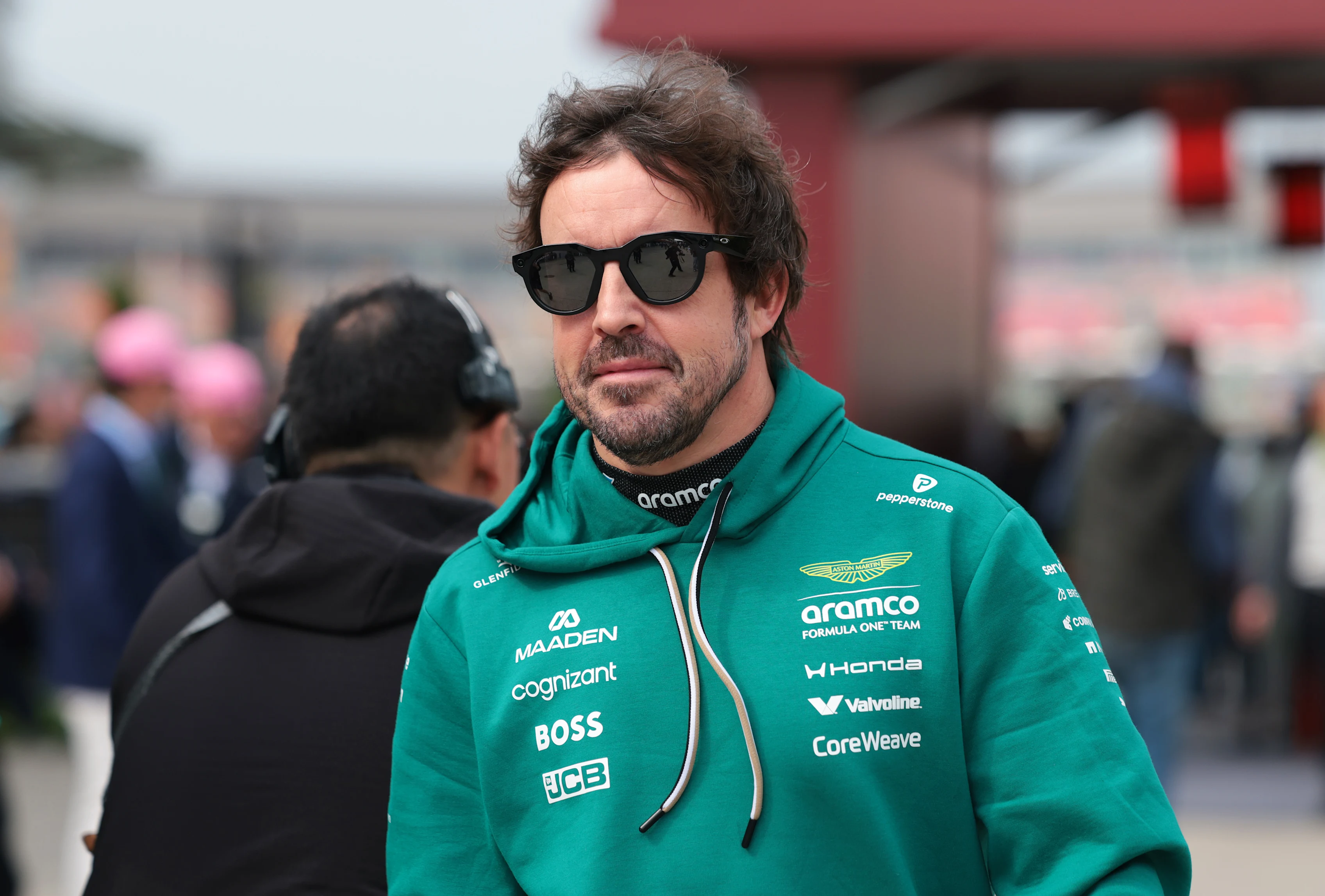 SHANGHAI, CHINA - MARCH 15: Fernando Alonso of Spain and Aston Martin F1 Team arrives in the