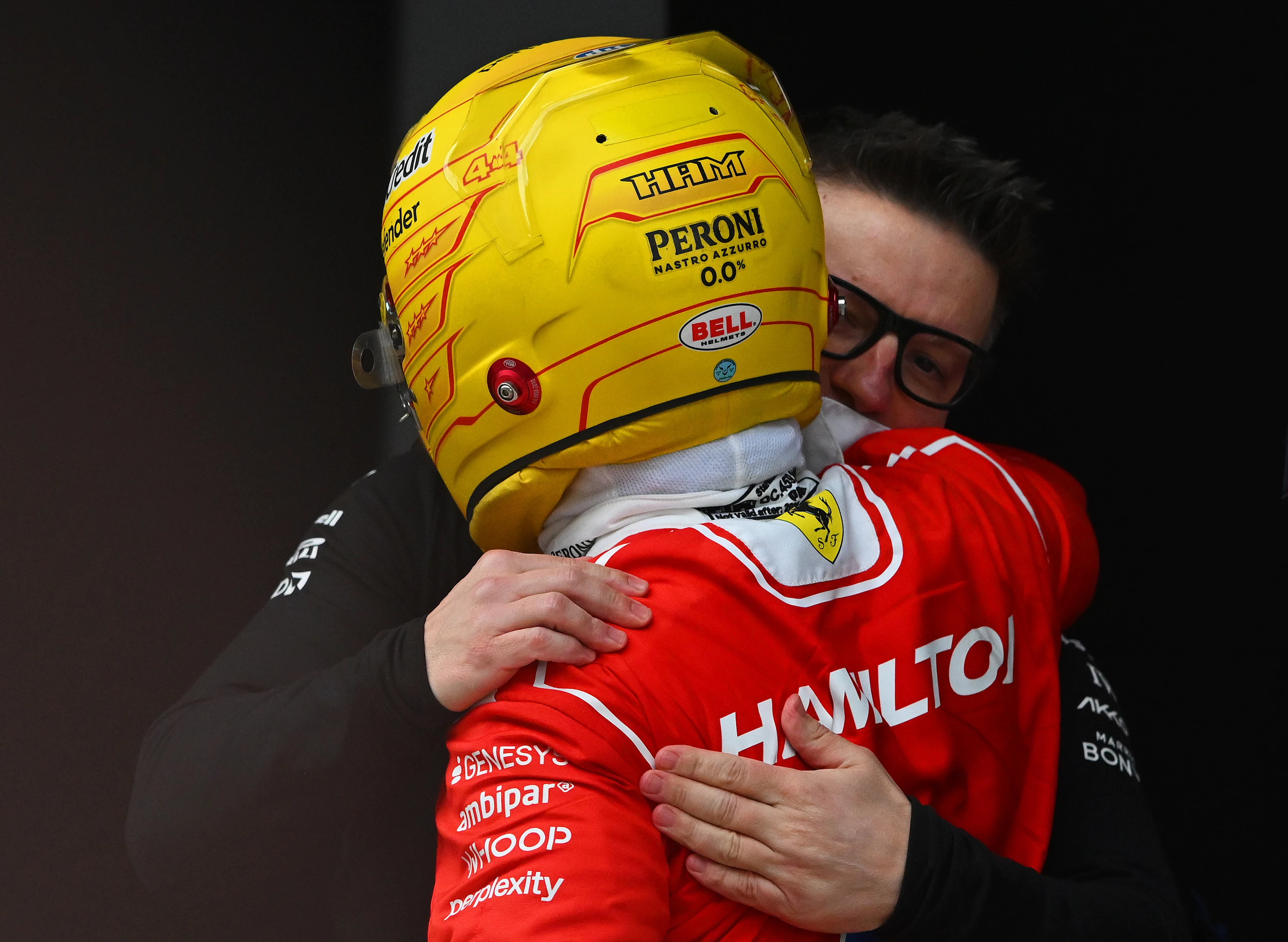 SHANGHAI, CHINA - MARCH 15: Third placed Lewis Hamilton of Great Britain and Scuderia Ferrari is