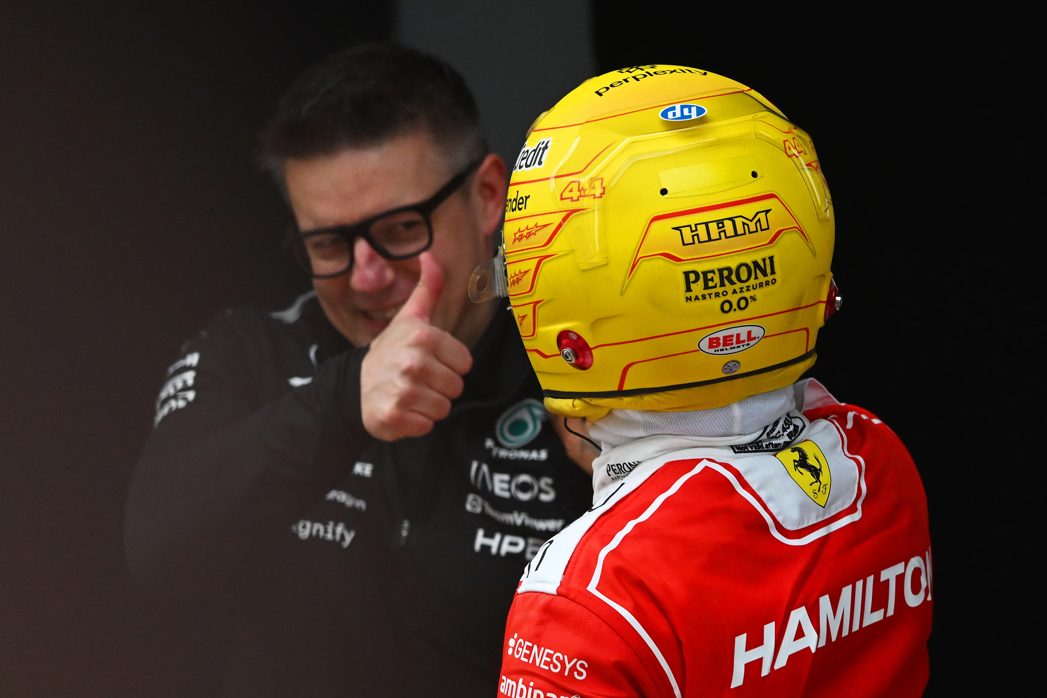 SHANGHAI, CHINA - MARCH 15: Third placed Lewis Hamilton of Great Britain and Scuderia Ferrari and