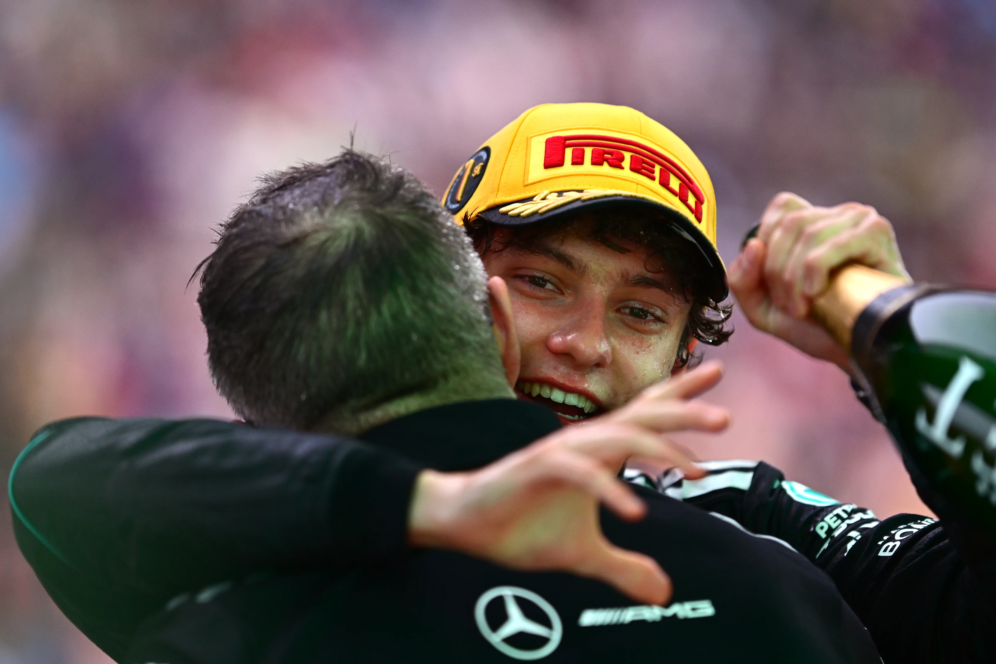 SHANGHAI, CHINA - MARCH 15: Race winner Andrea Kimi Antonelli of Italy and Mercedes AMG Petronas F1