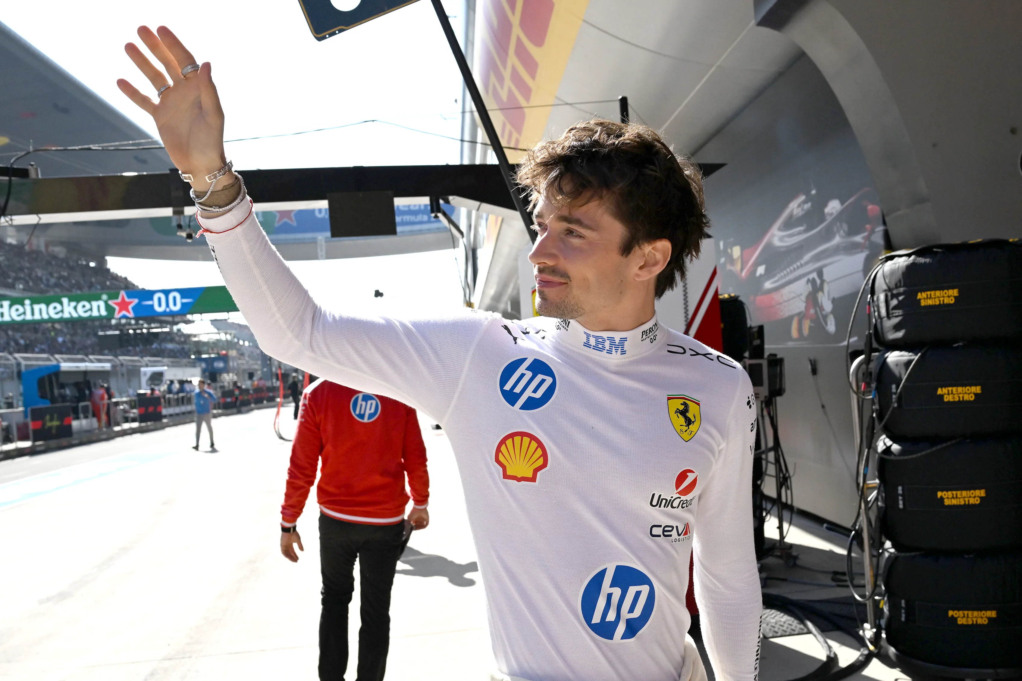 SHANGHAI, CHINA - MARCH 14: Fourth placed qualifier Charles Leclerc of Monaco and Scuderia Ferrari