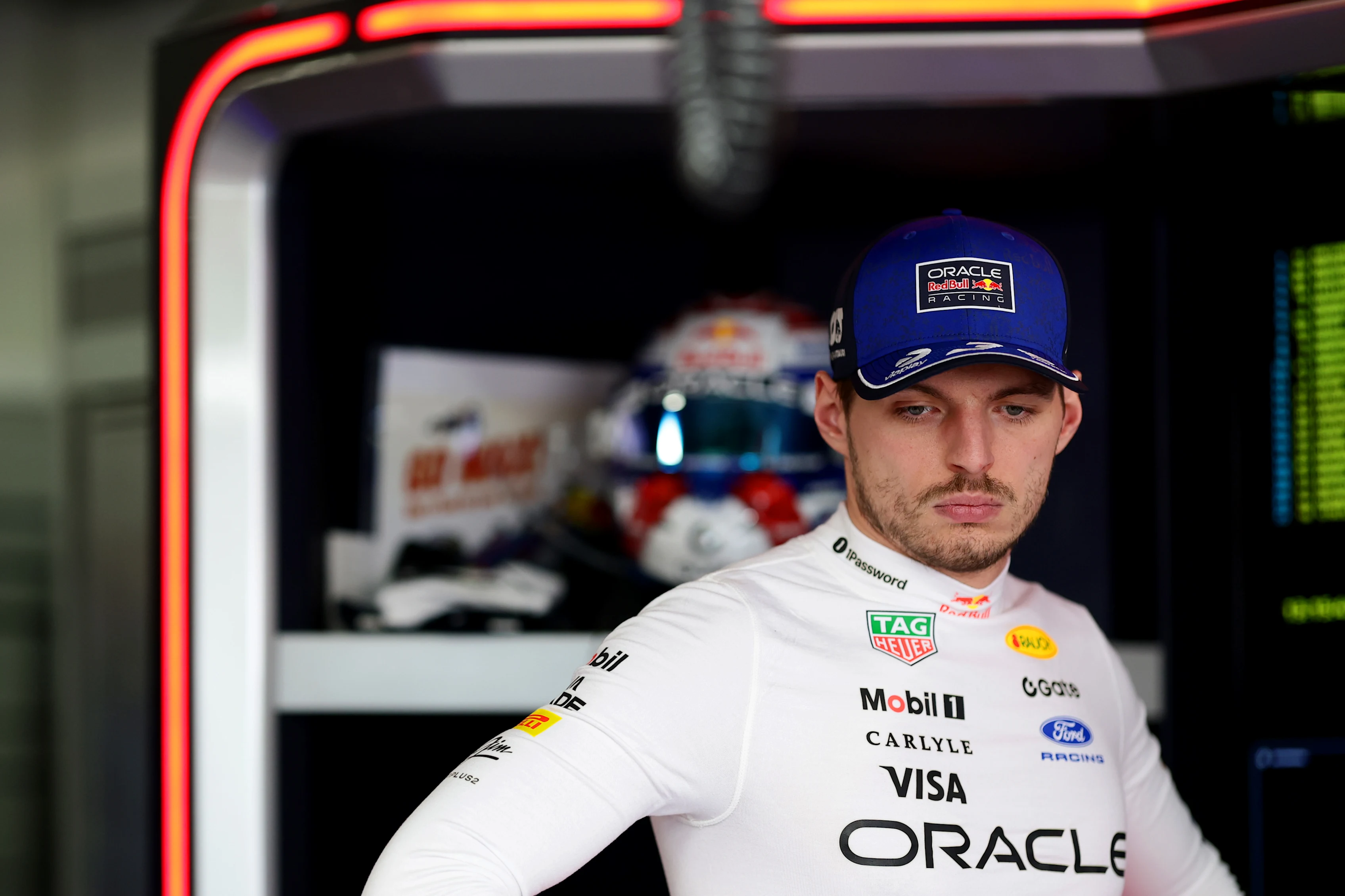 SUZUKA, JAPAN - MARCH 29: Max Verstappen of the Netherlands and Oracle Red Bull Racing looks on in