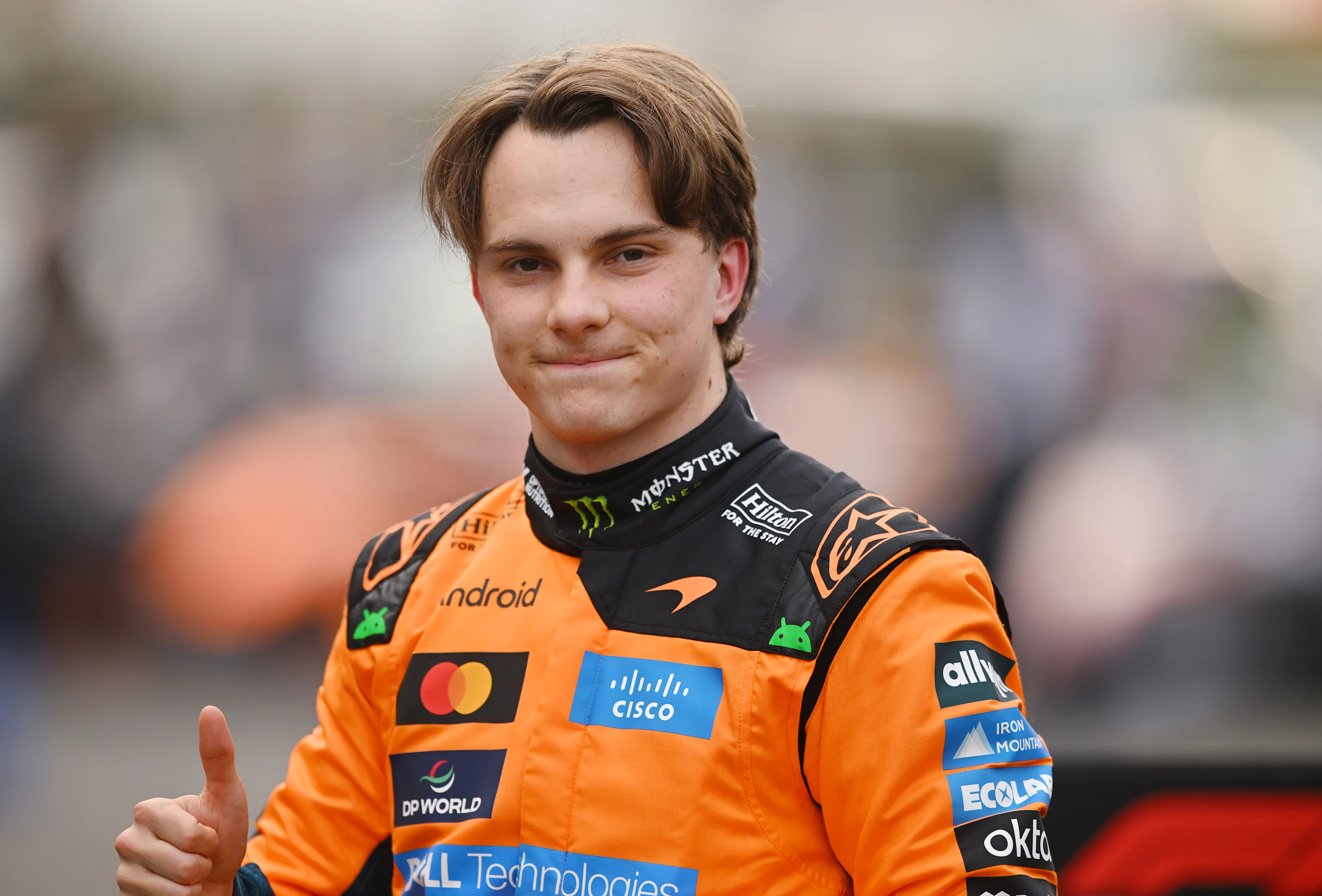 SUZUKA, JAPAN - MARCH 28: Third placed qualifier Oscar Piastri of Australia and McLaren gives a