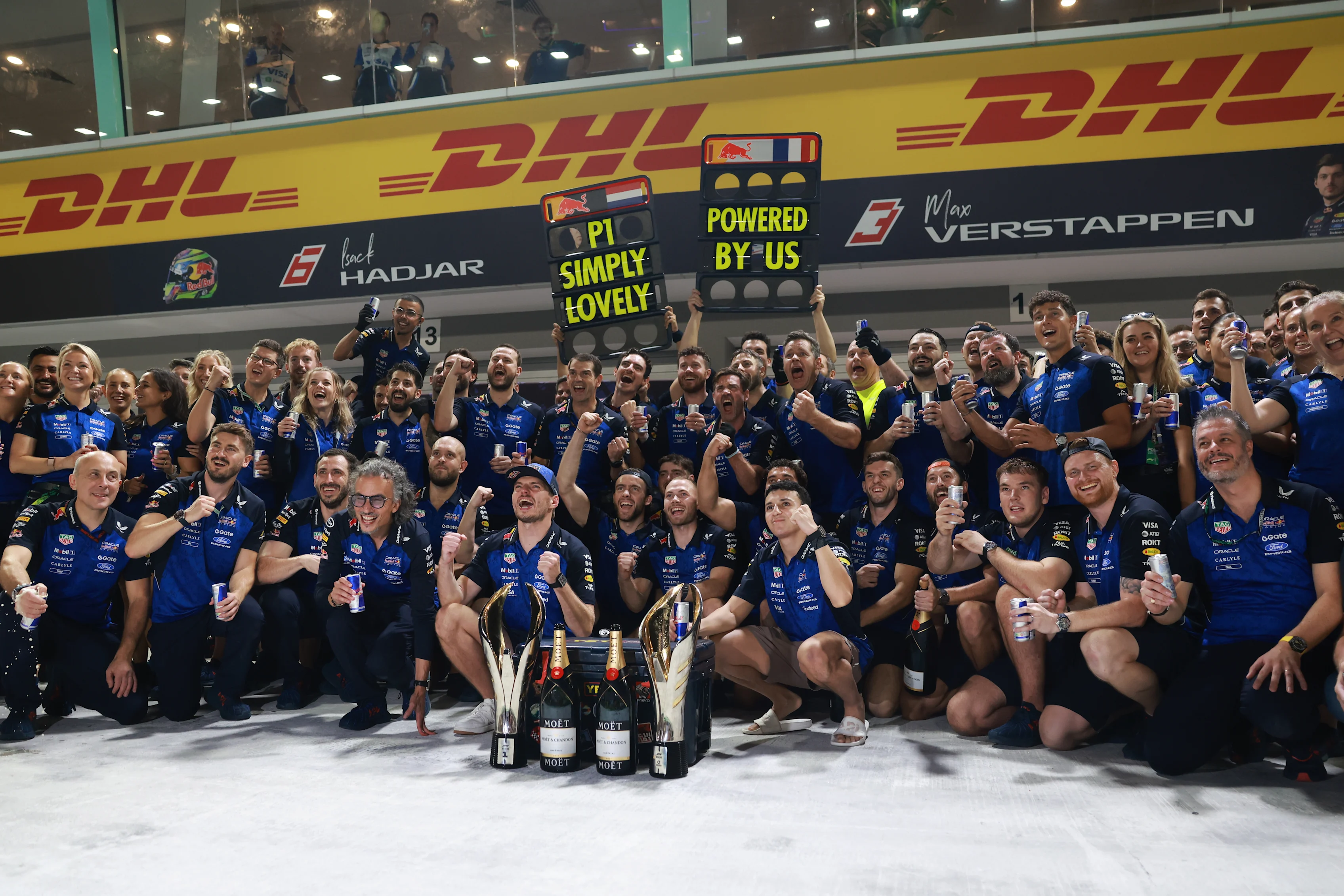 SINGAPORE, SINGAPORE - OCTOBER 11: Race winner Max Verstappen of the Netherlands and Oracle Red