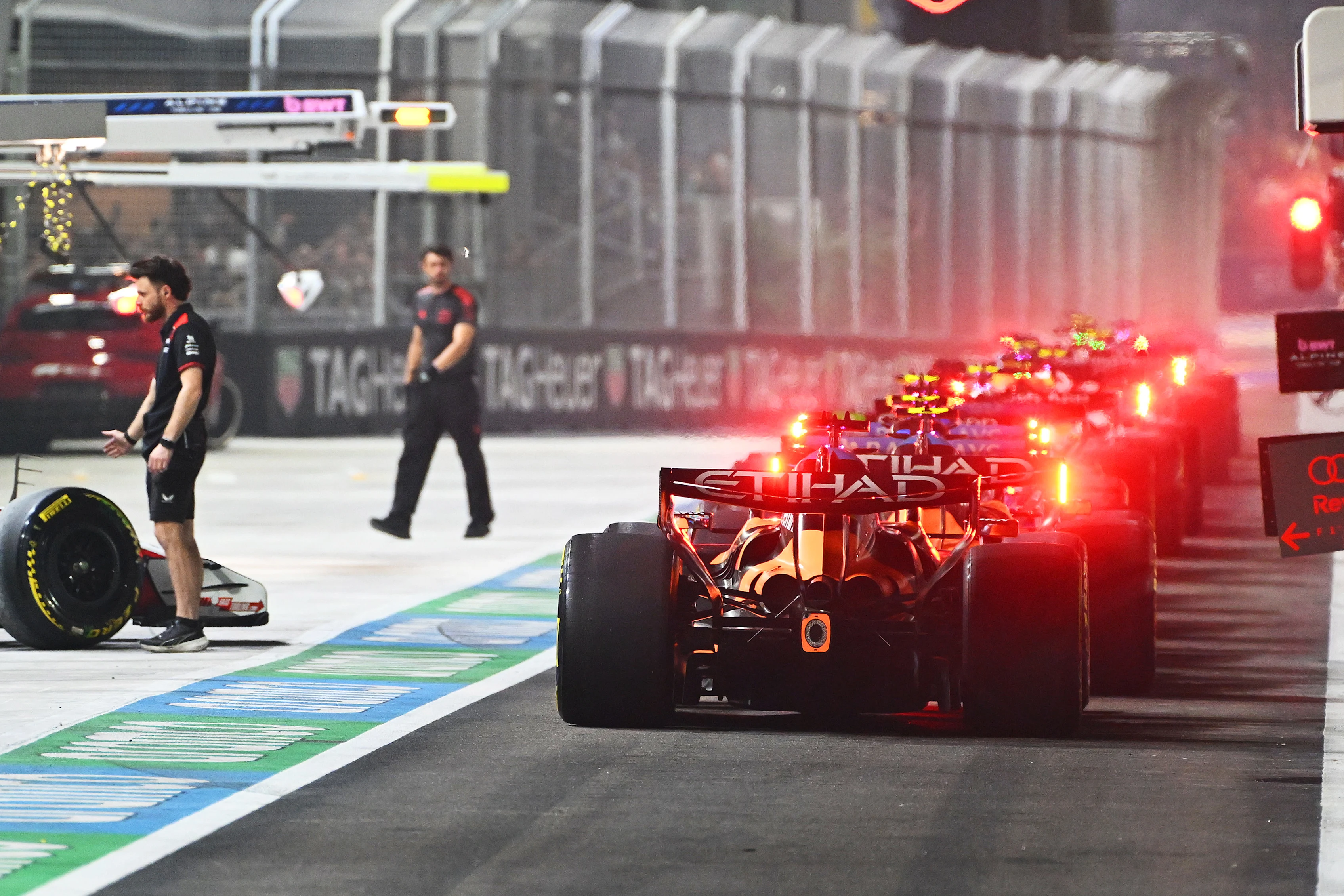 SINGAPORE, SINGAPORE - OCTOBER 09: Oscar Piastri of Australia driving the (81) McLaren MCL40