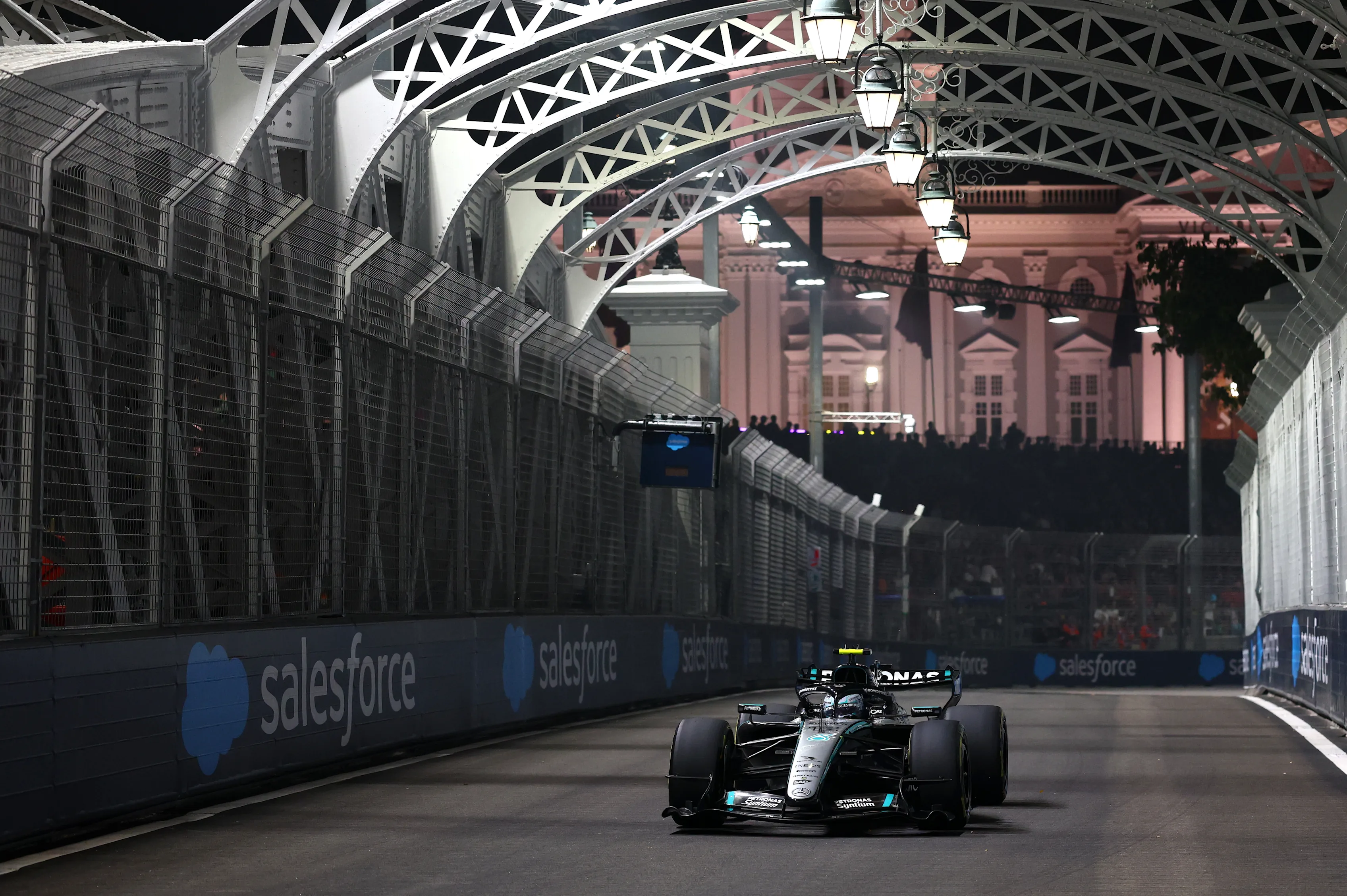 SINGAPORE, SINGAPORE - OCTOBER 09: Andrea Kimi Antonelli of Italy driving the (12) Mercedes AMG