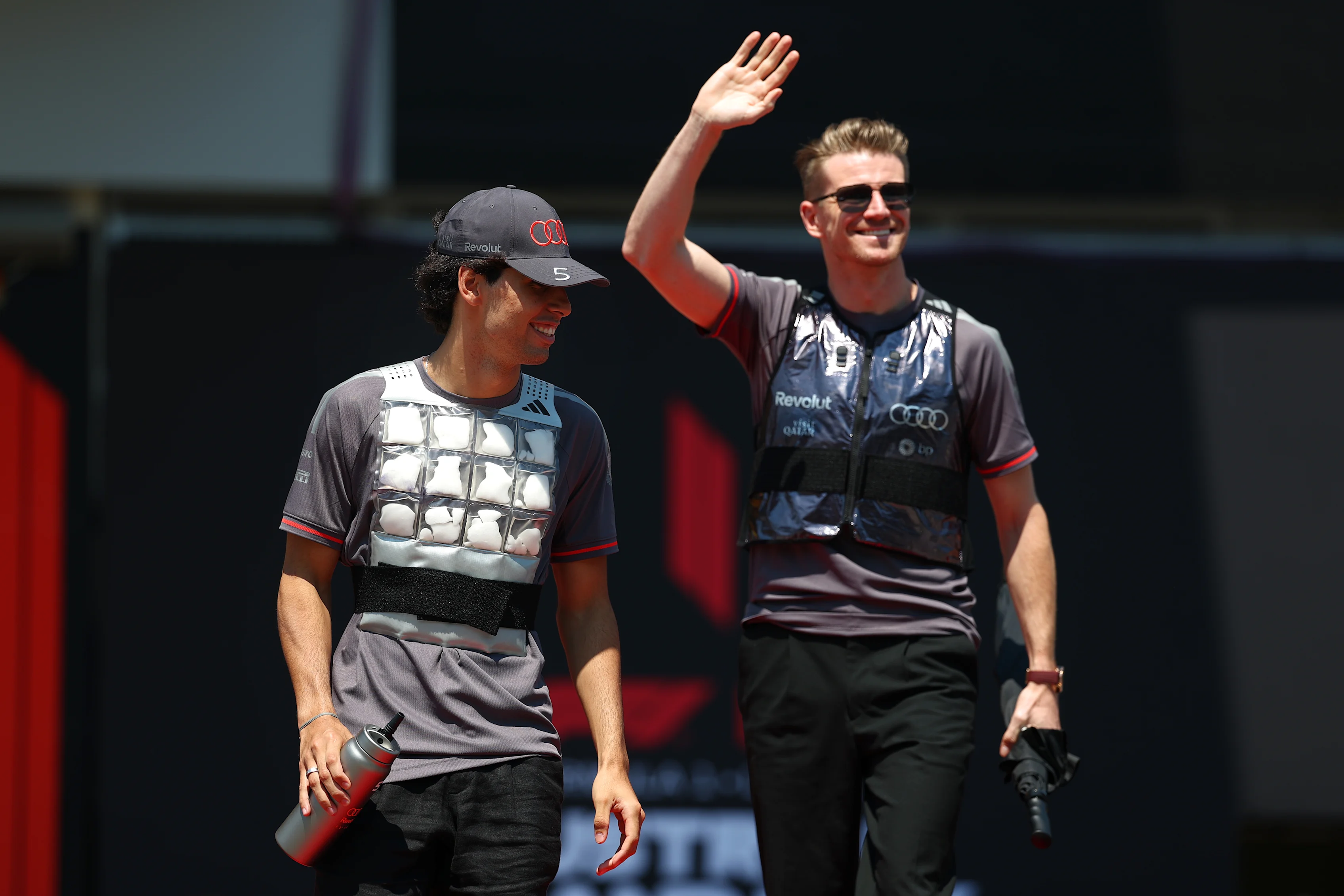 SPIELBERG, AUSTRIA - JUNE 28: Gabriel Bortoleto of Brazil and Audi F1 Team and Nico Hulkenberg of
