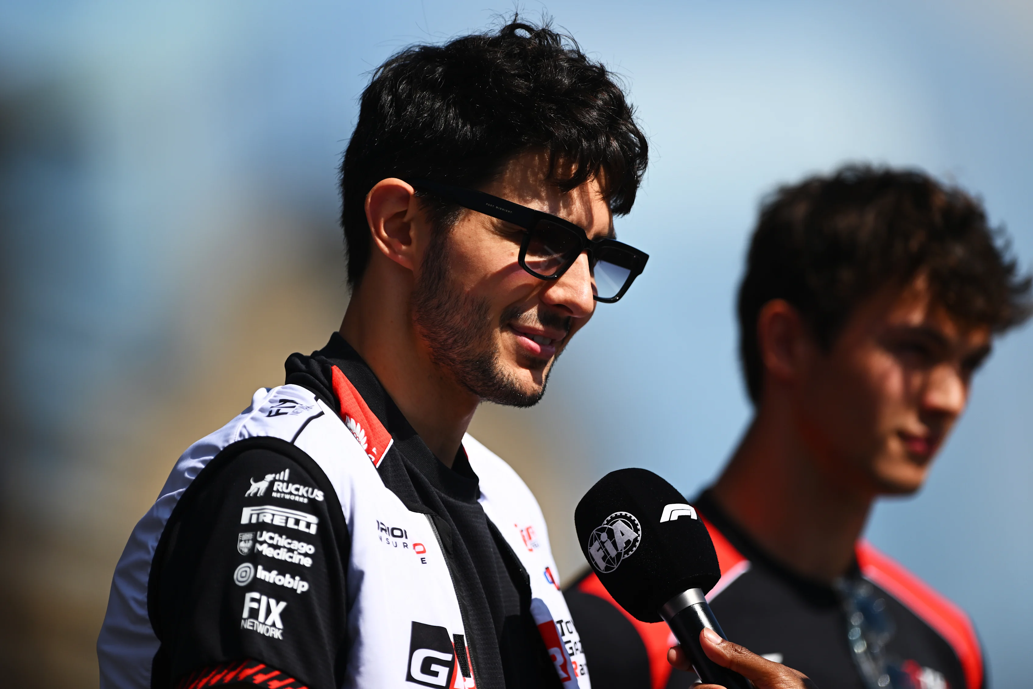 BAKU, AZERBAIJAN - SEPTEMBER 26: Esteban Ocon of France and Haas F1 is interviewed on the drivers