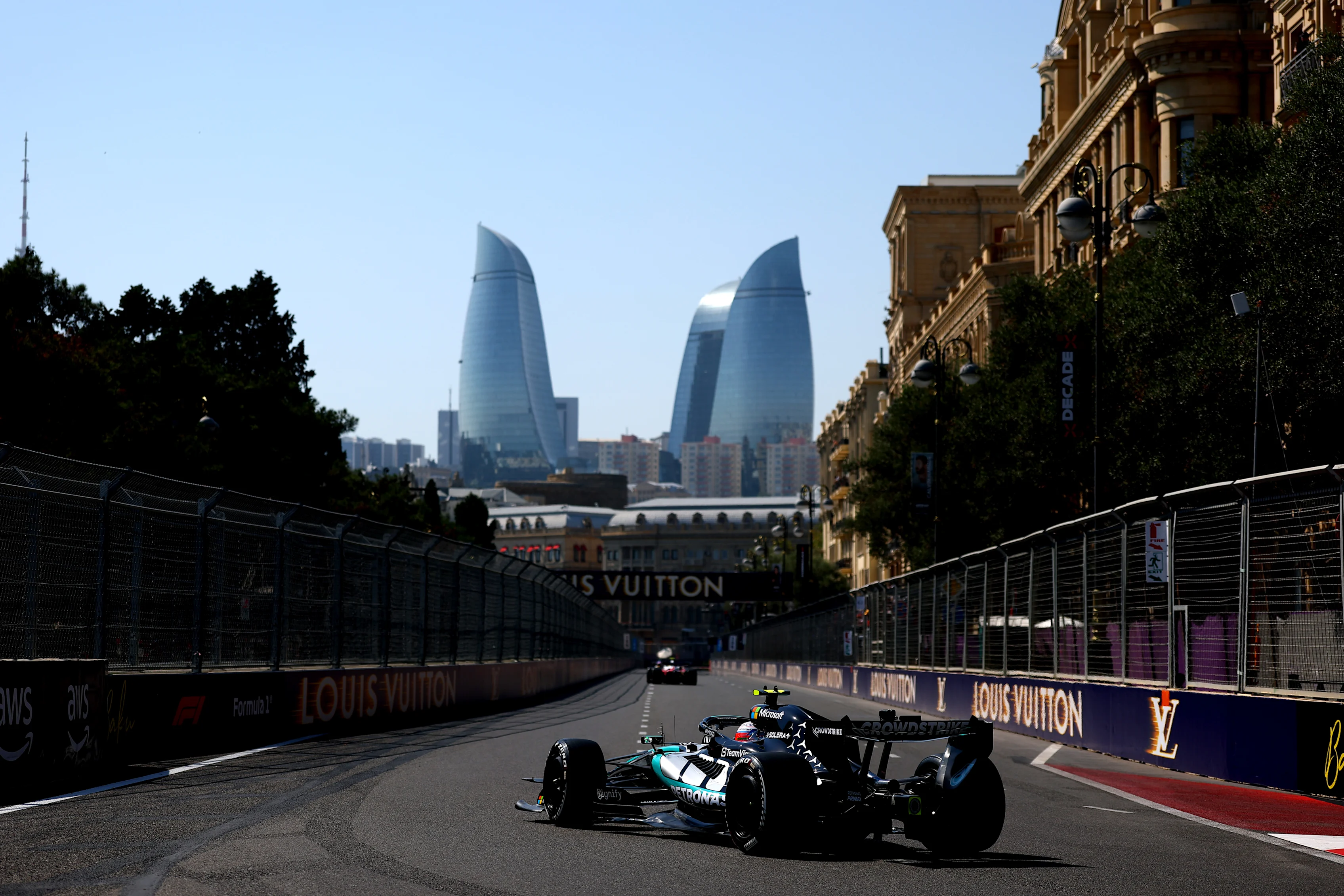 BAKU, AZERBAIJAN - SEPTEMBER 24: Andrea Kimi Antonelli of Italy driving the (12) Mercedes AMG
