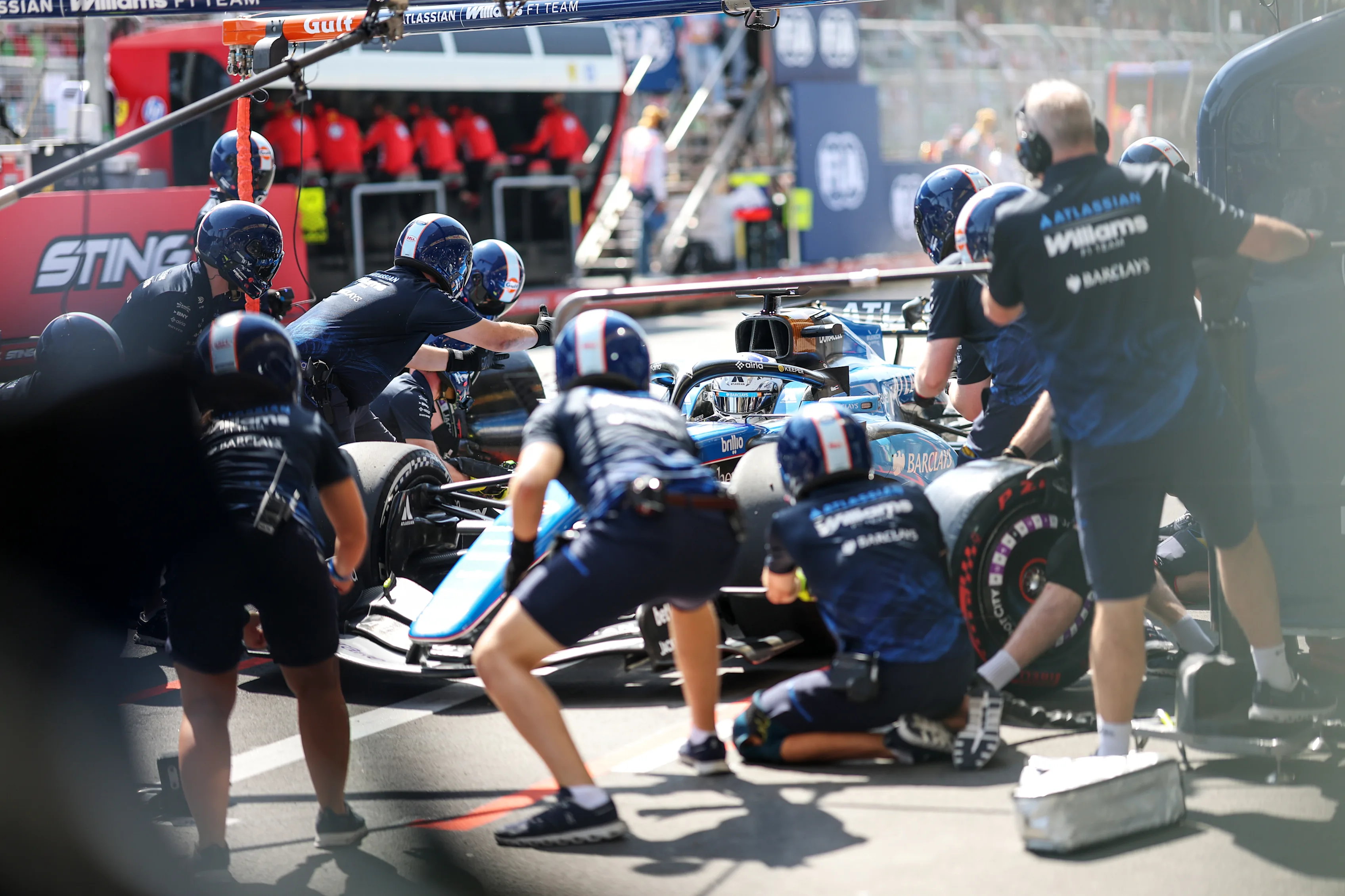 BAKU, AZERBAIJAN - SEPTEMBER 24: Alexander Albon of Thailand driving the (23) Williams FW48