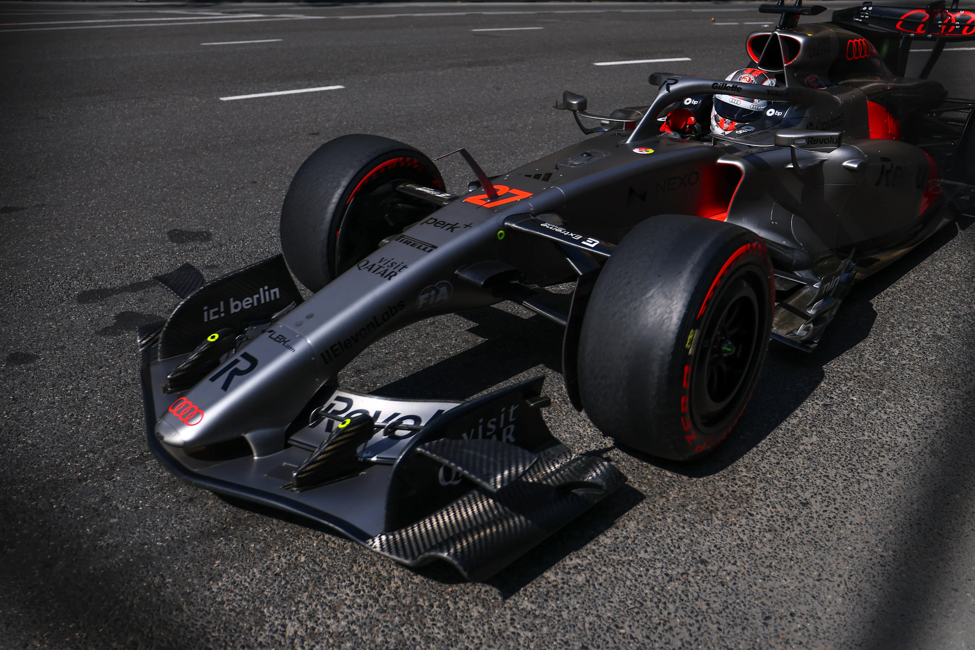 BAKU, AZERBAIJAN - SEPTEMBER 24: Nico Hulkenberg of Germany driving the (27) Audi F1 Team R26 on