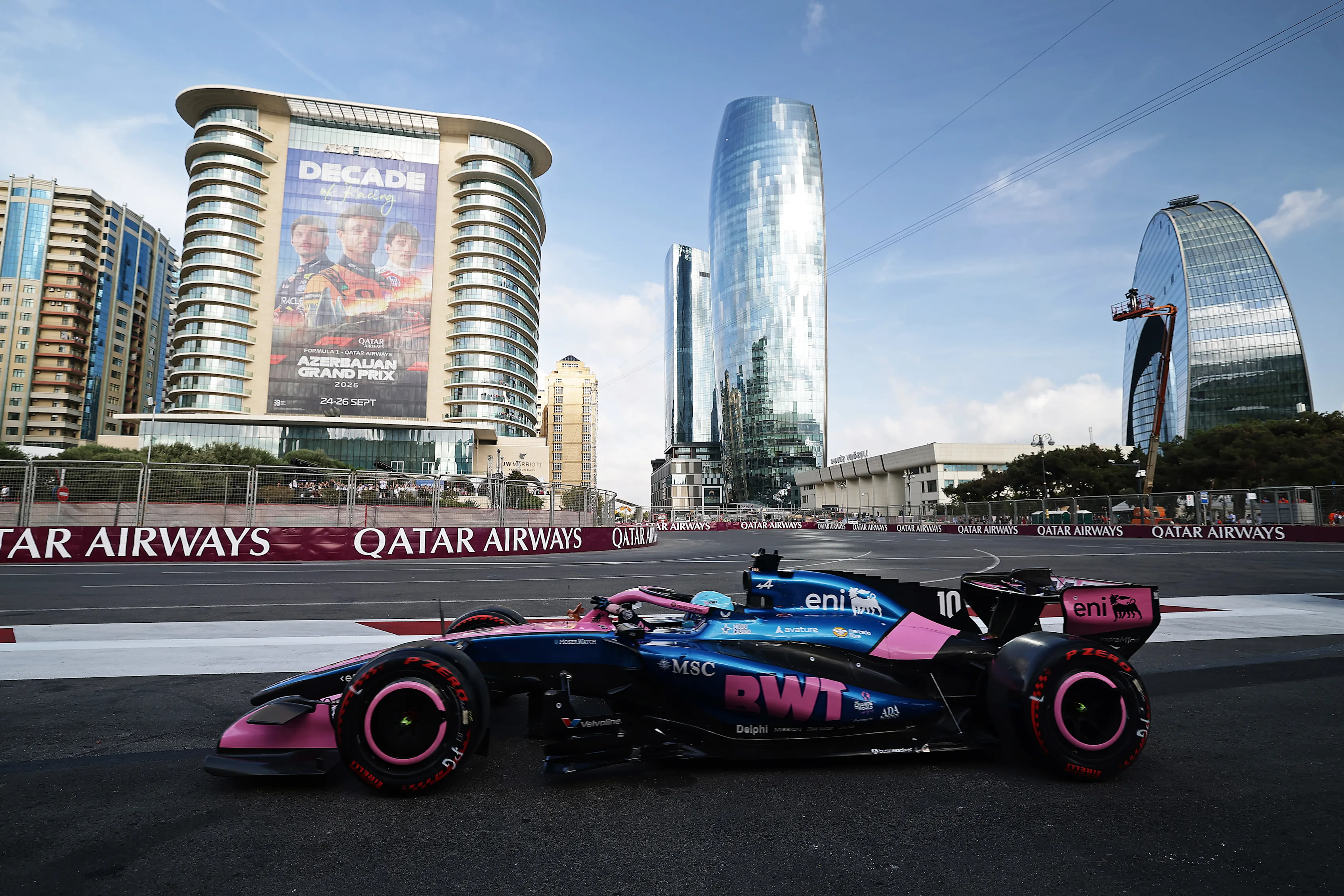 BAKU, AZERBAIJAN - SEPTEMBER 25: Pierre Gasly of France driving the (10) Alpine F1 A526 Mercedes in