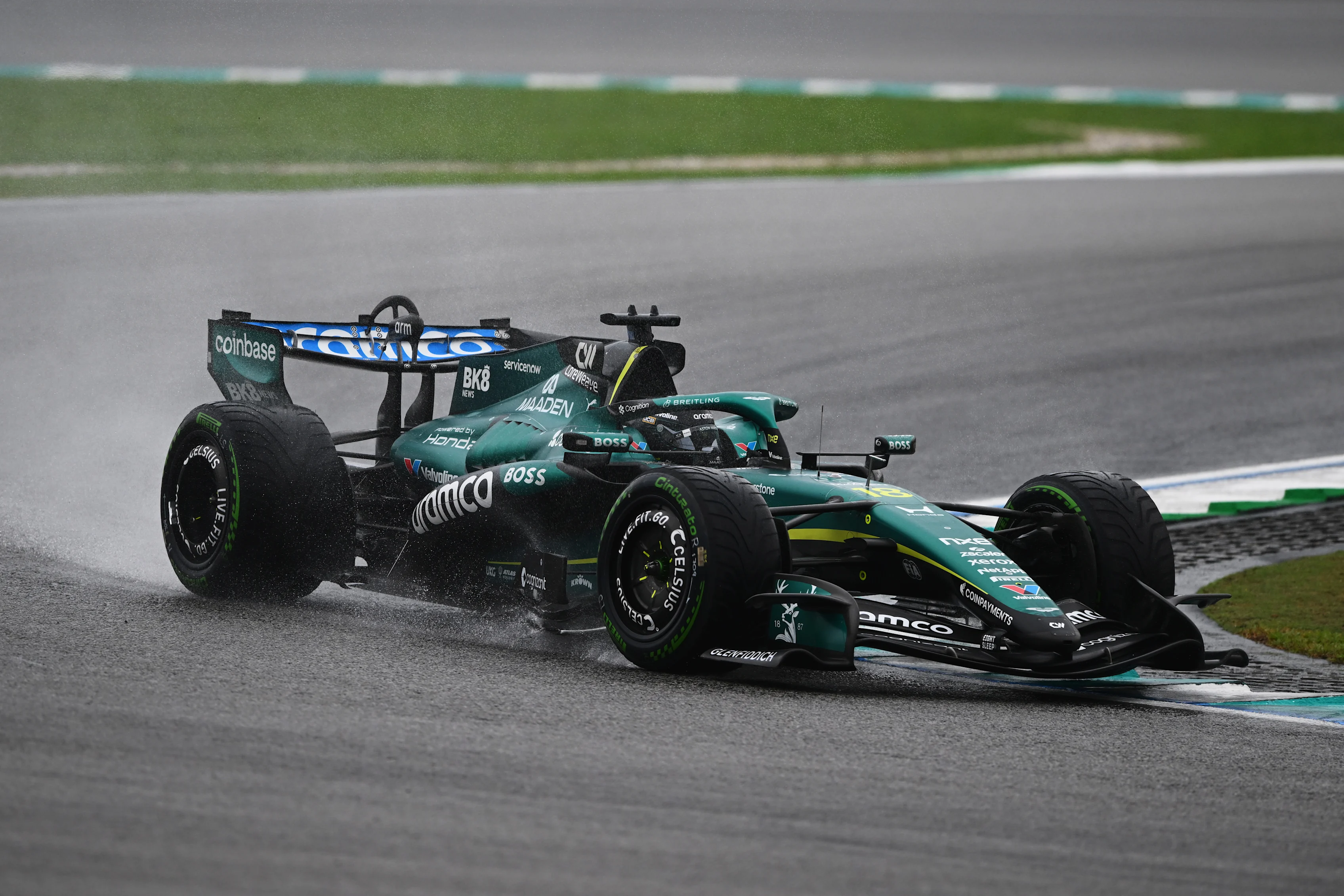 KUALA LUMPUR, MALAYSIA - OCTOBER 04: Lance Stroll of Canada driving the (18) Aston Martin F1 Team