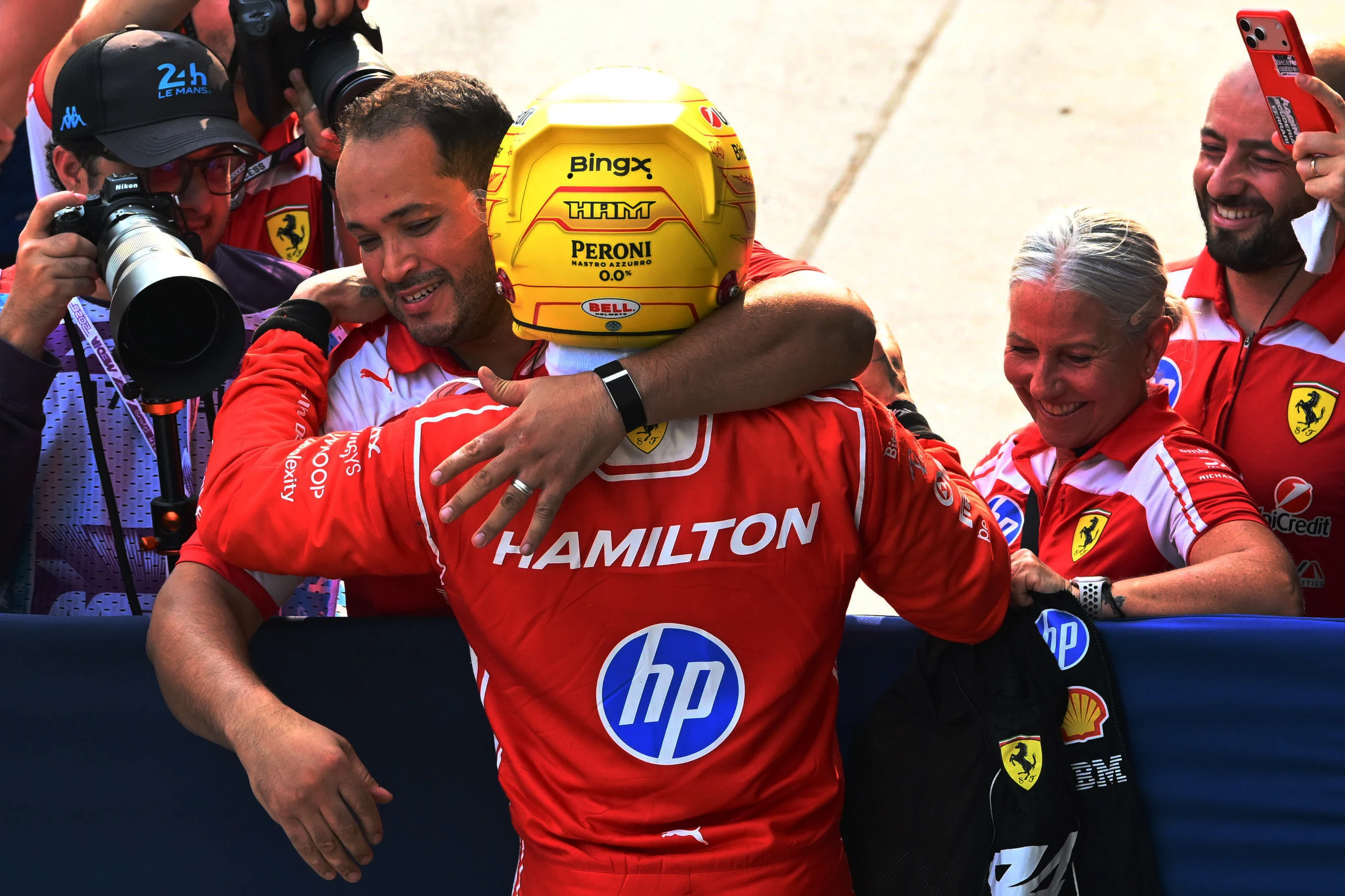 KUALA LUMPUR, MALAYSIA - OCTOBER 03: Second placed qualifier Lewis Hamilton of Great Britain and